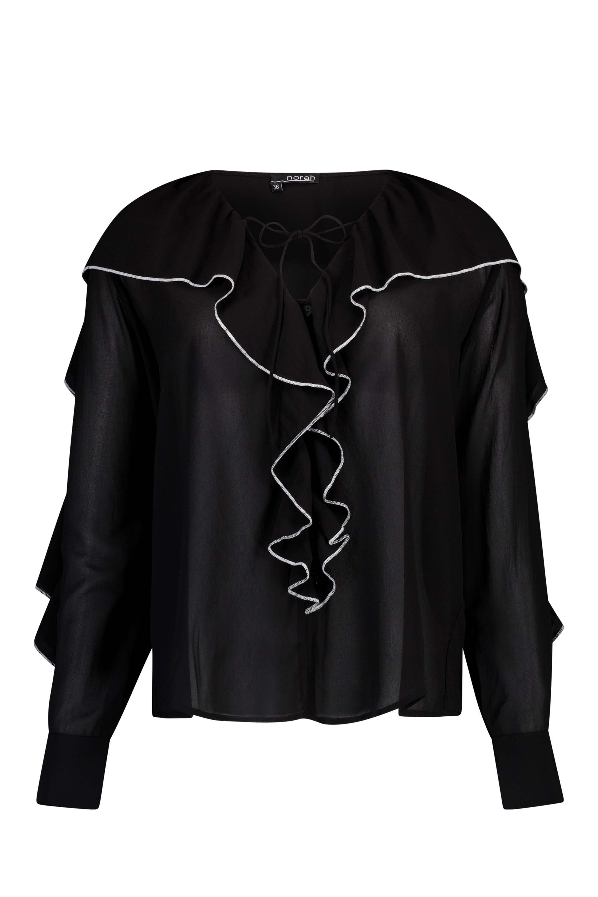 Norah Zwarte blouse met ruches black 216580-001-46