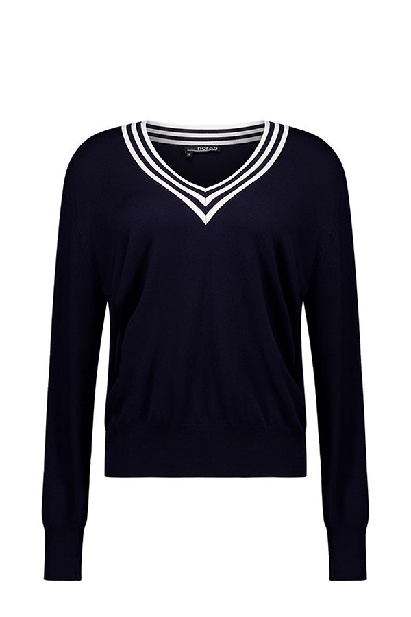 Norah Donkerblauwe trui met V-hals navy 216592-492-40