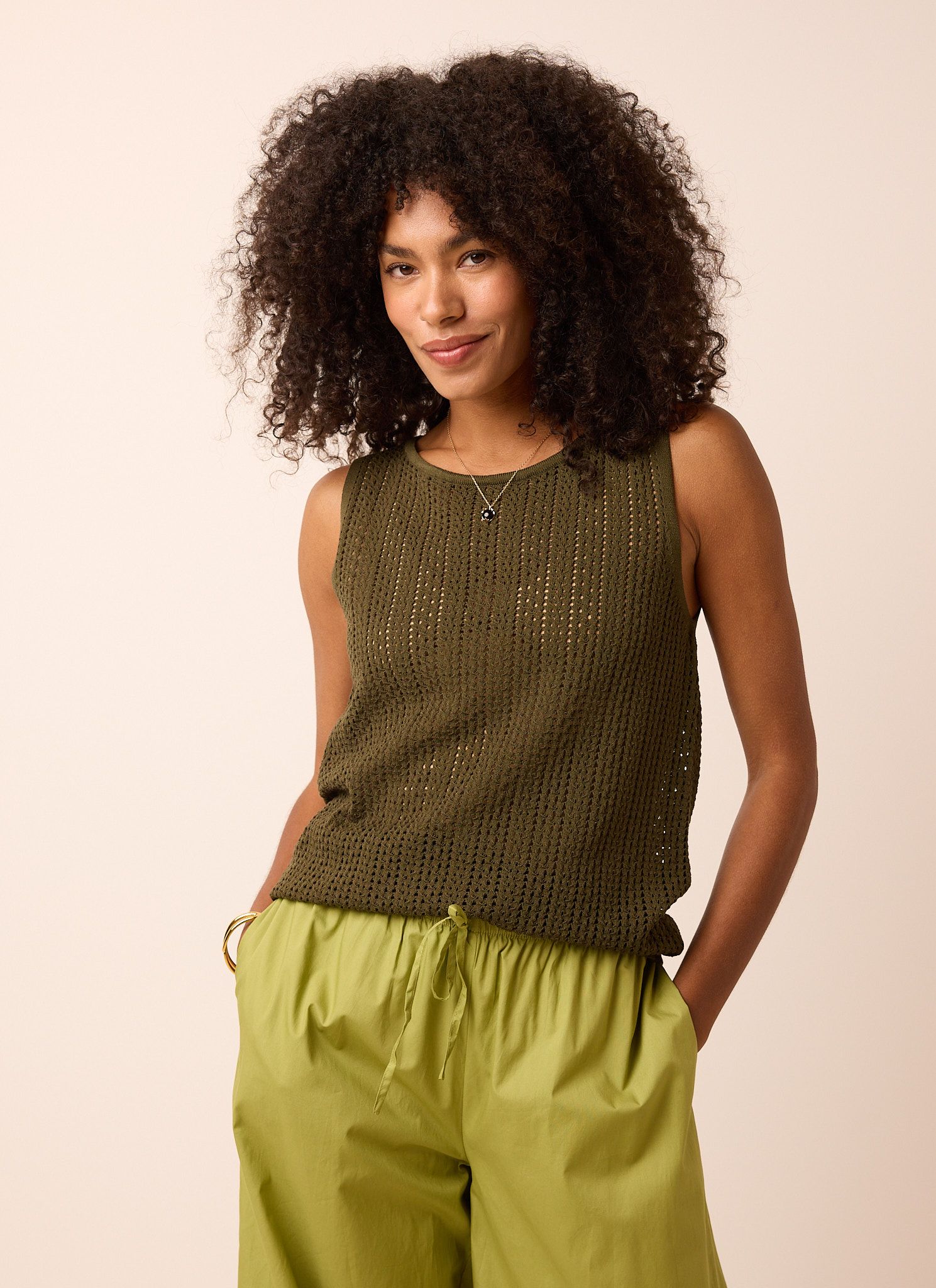 Norah Opengewerkte groene top army green 216598-595