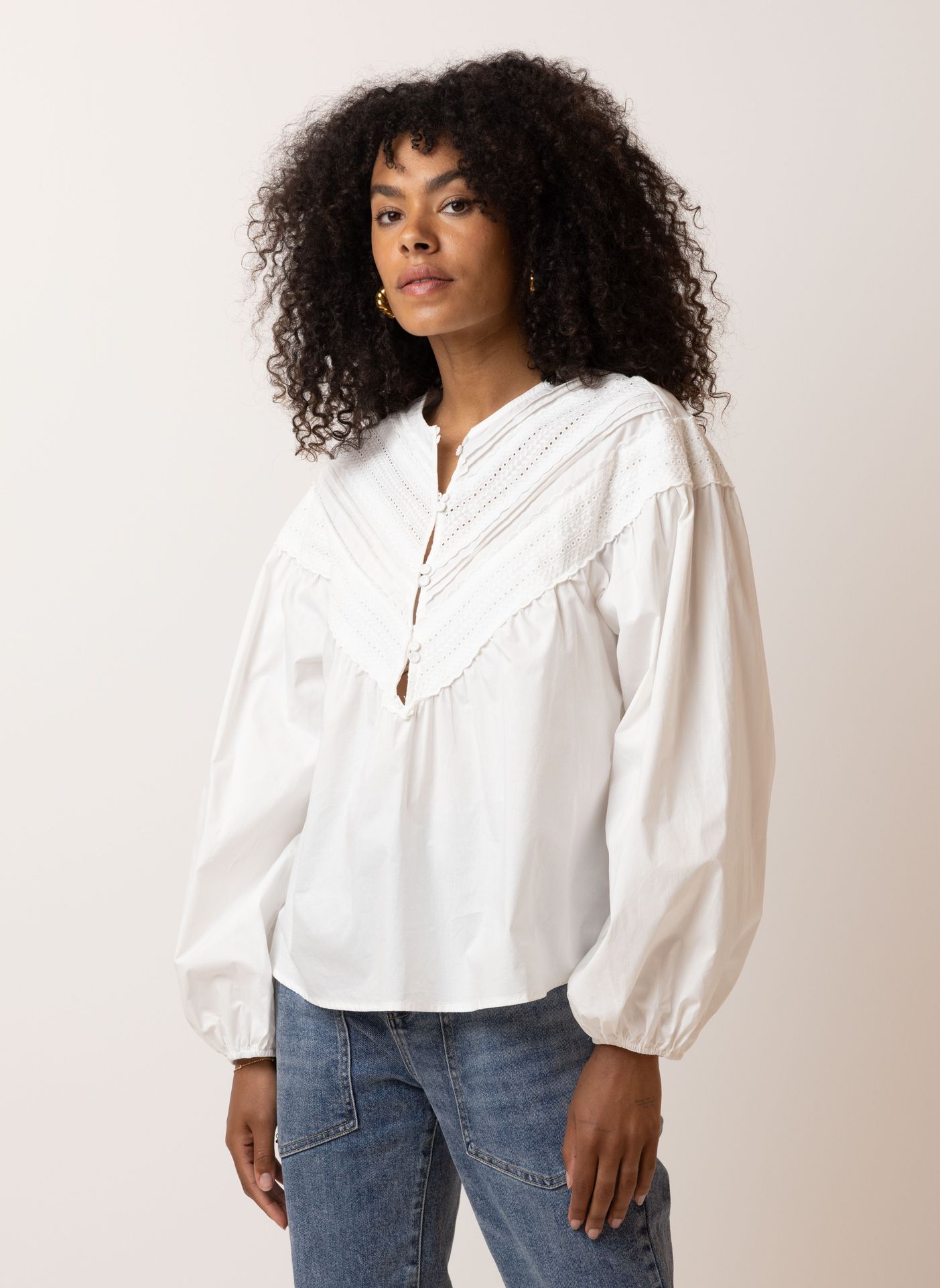 Norah Witte blouse met broderie white 216651-100