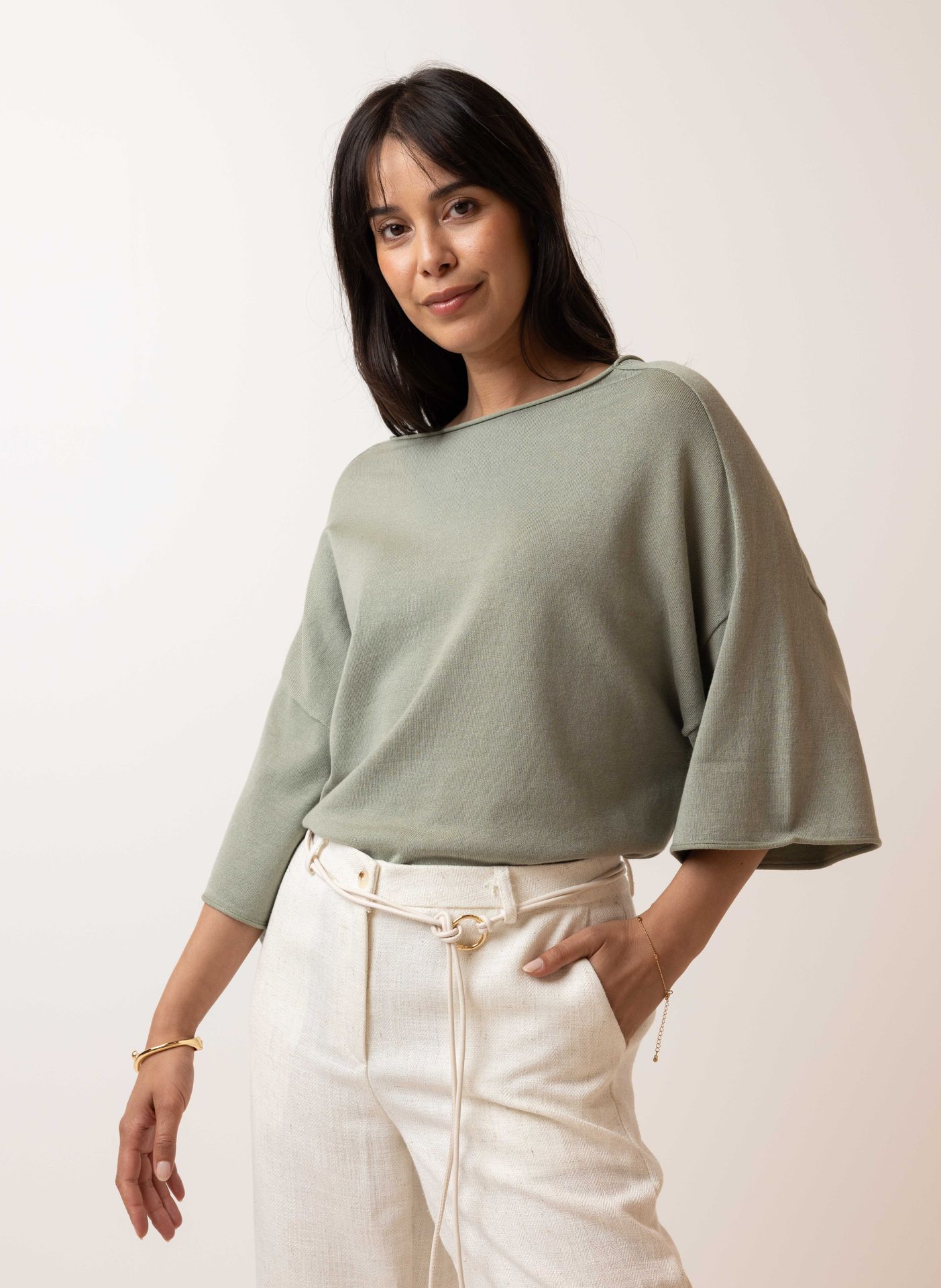 Norah Groene trui met losse fit green/grey 216658-540