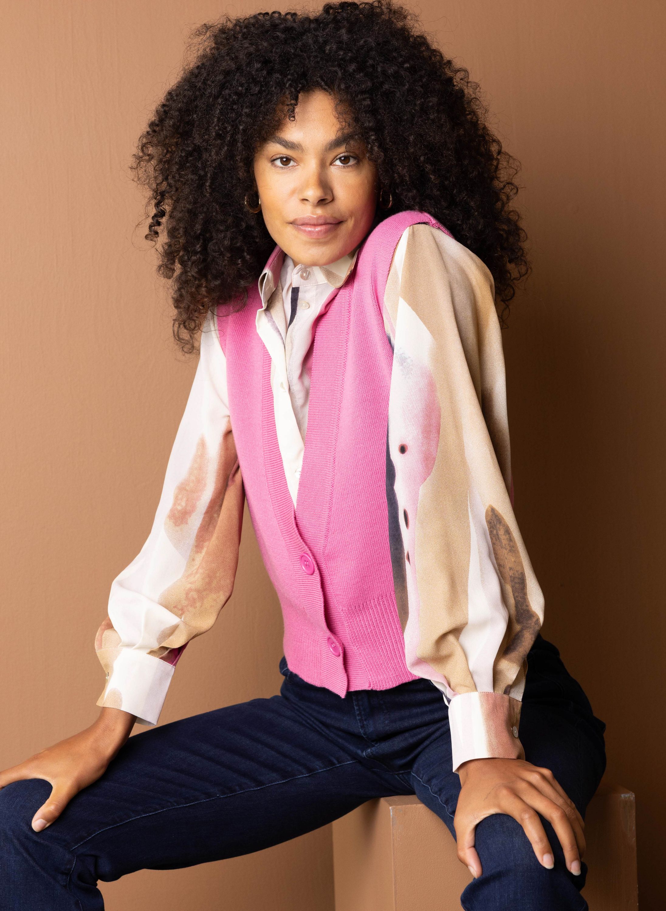 Norah Roze gebreid vest pink 216669-900