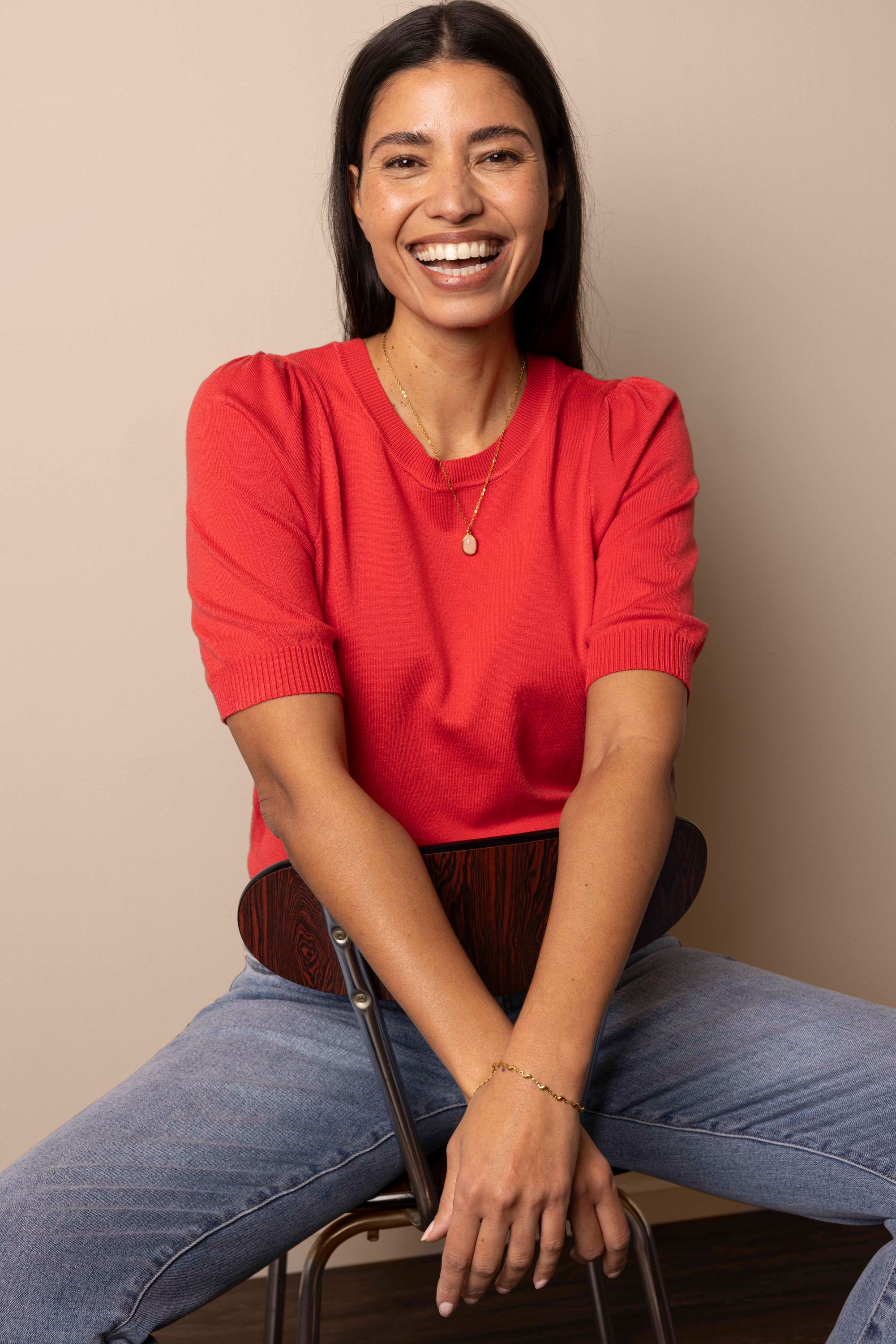 Norah Fijngebreide rode trui red 216680-600