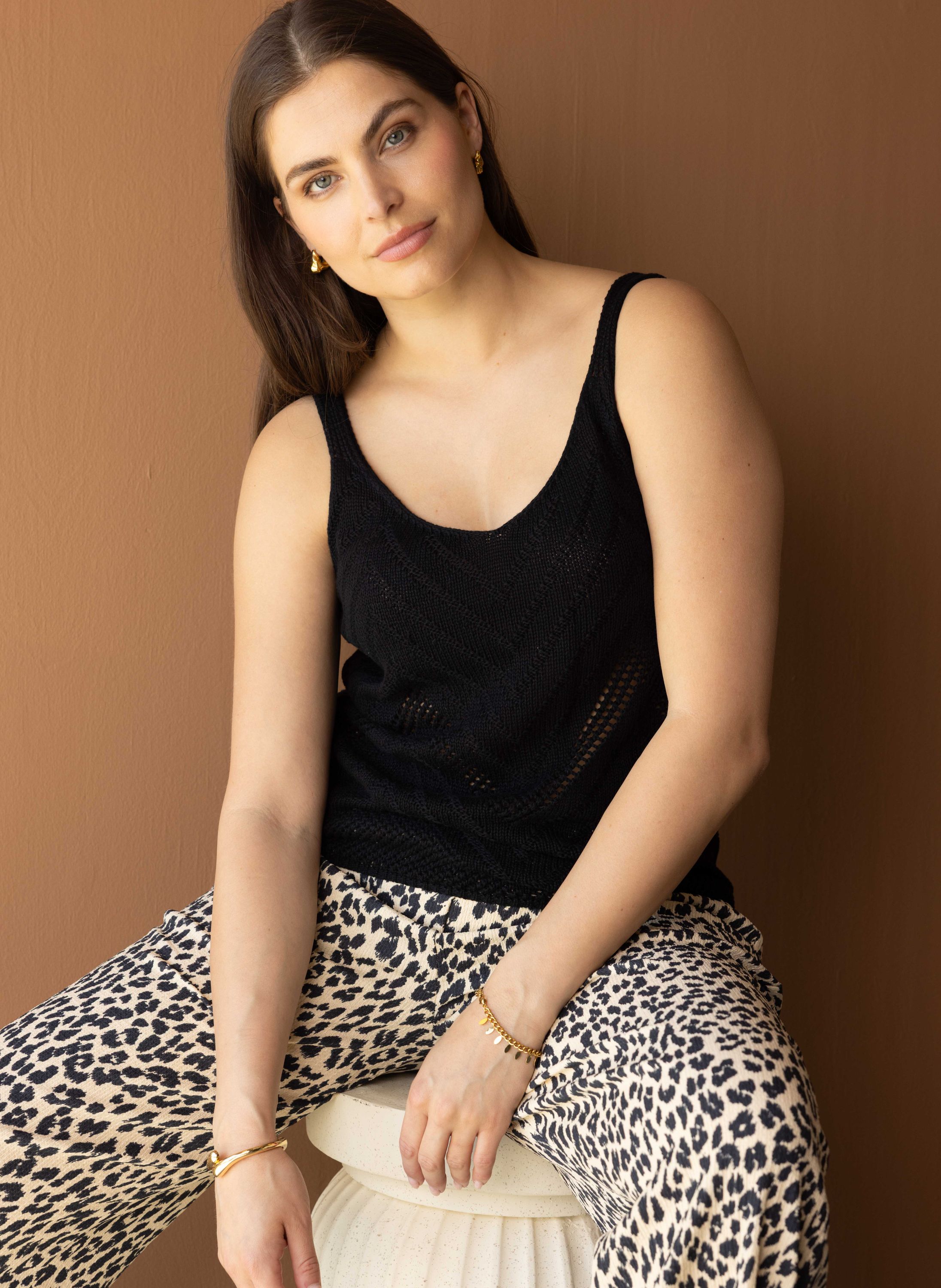 Norah Zwarte gebreide top  216692-001