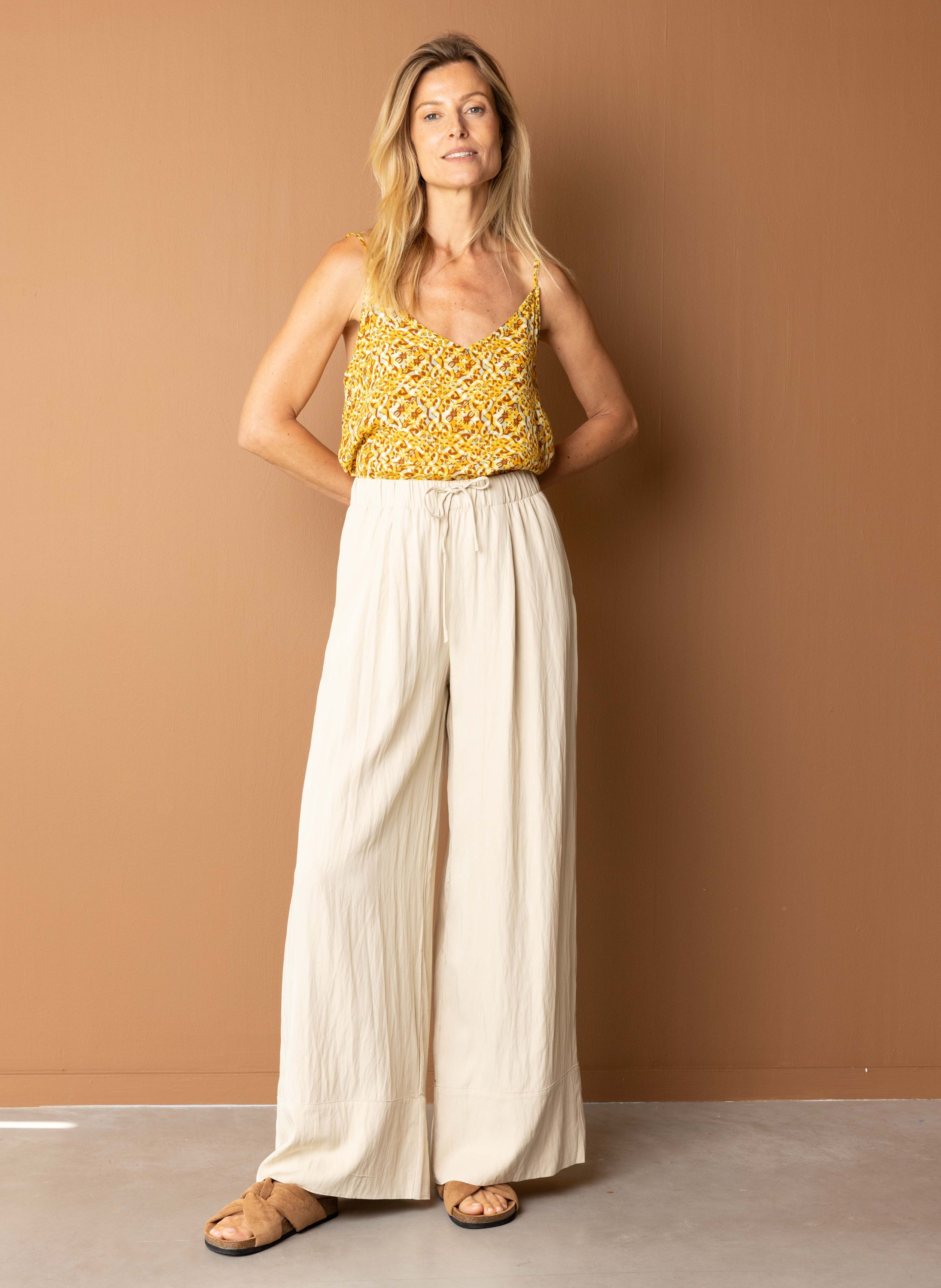 Norah Zandkleurige wijde broek sand 216745-110