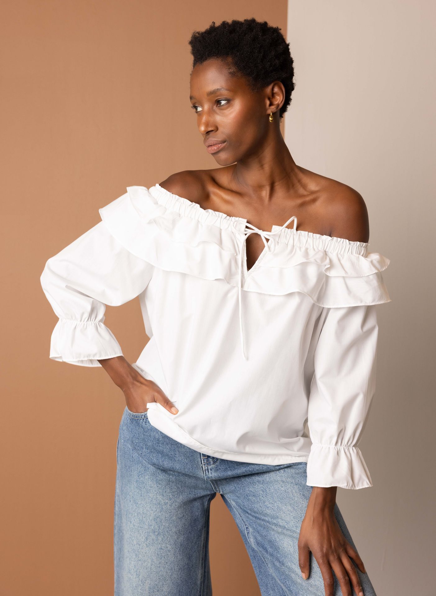 Norah Witte blouse met ruches white 216747-100