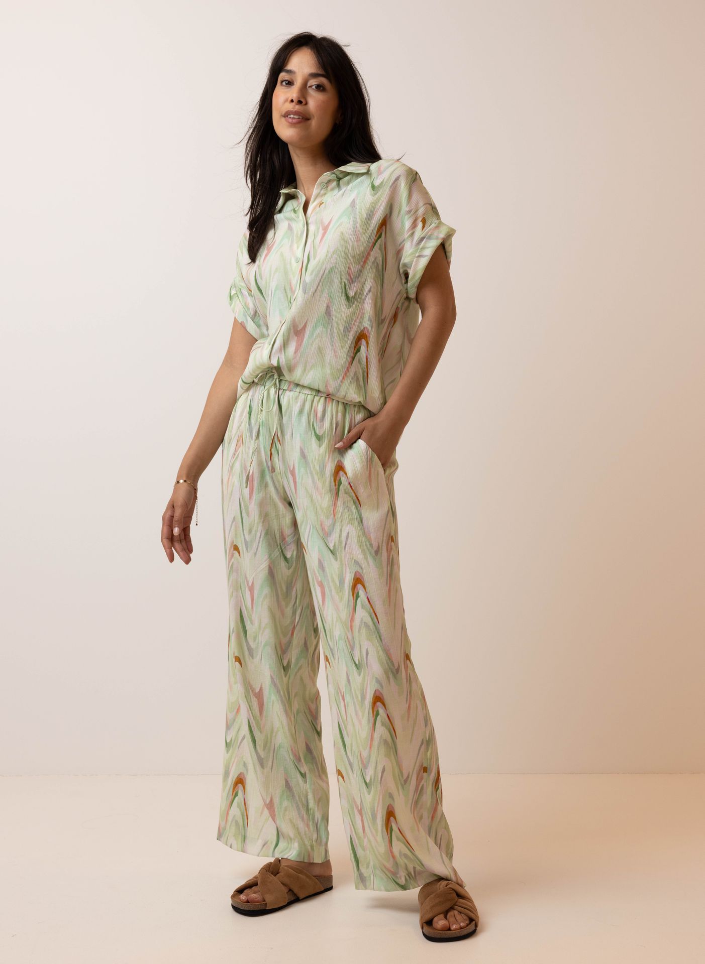 Norah Groene blouse met grafische print green multicolor 216771-520