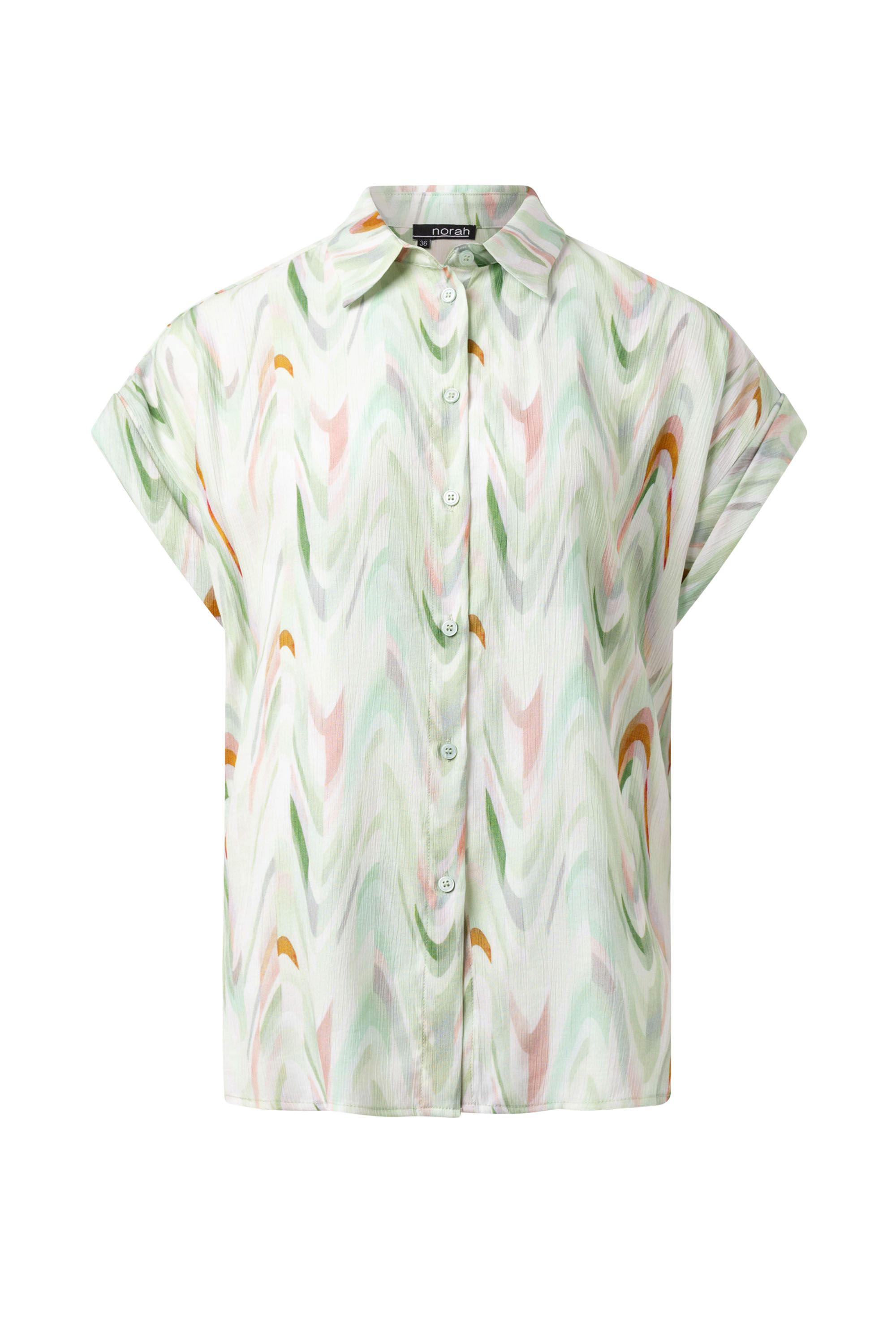 Norah Groene blouse met grafische print green multicolor 216771-520