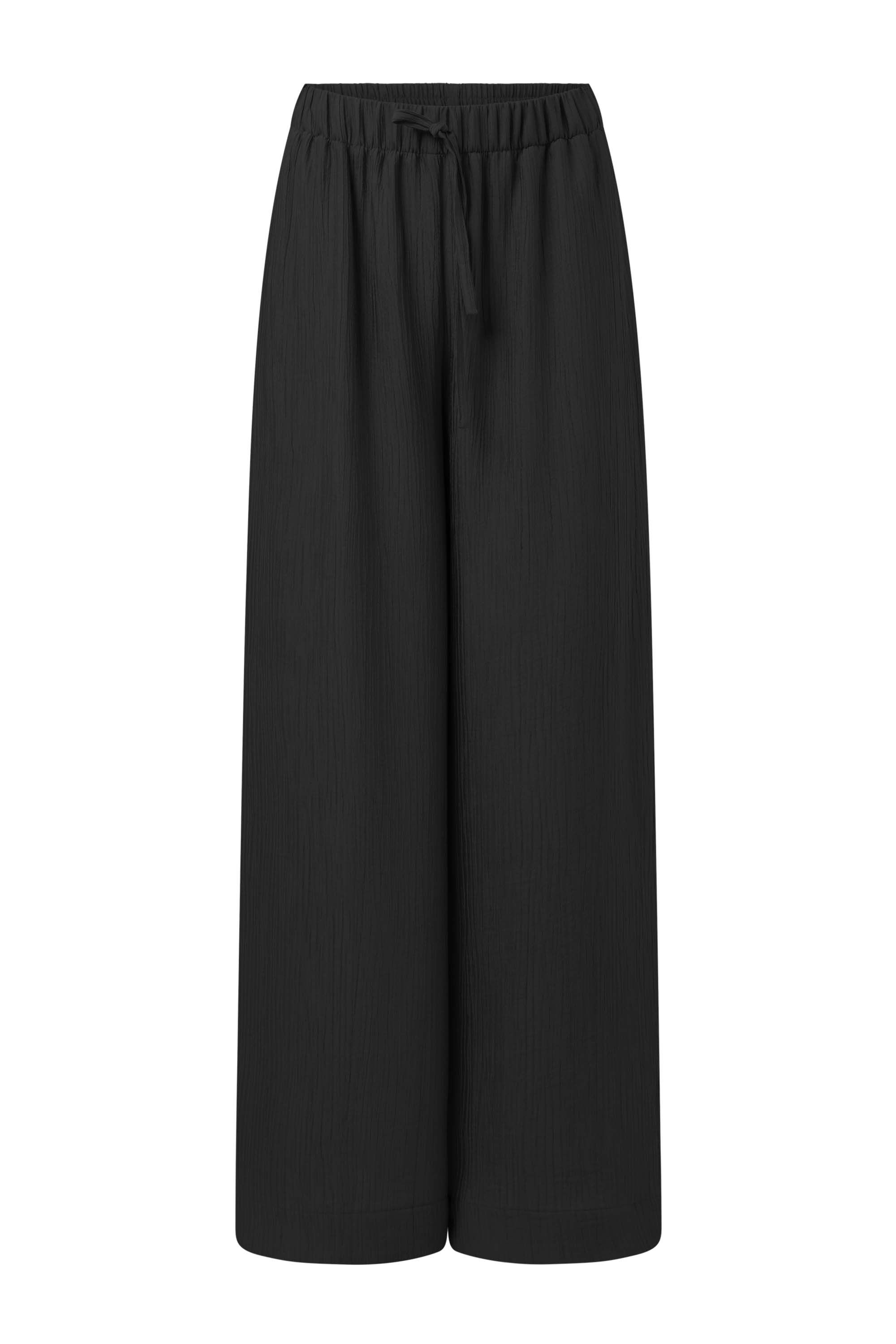 Norah Zwarte wijde broek met structuur black 216784-001