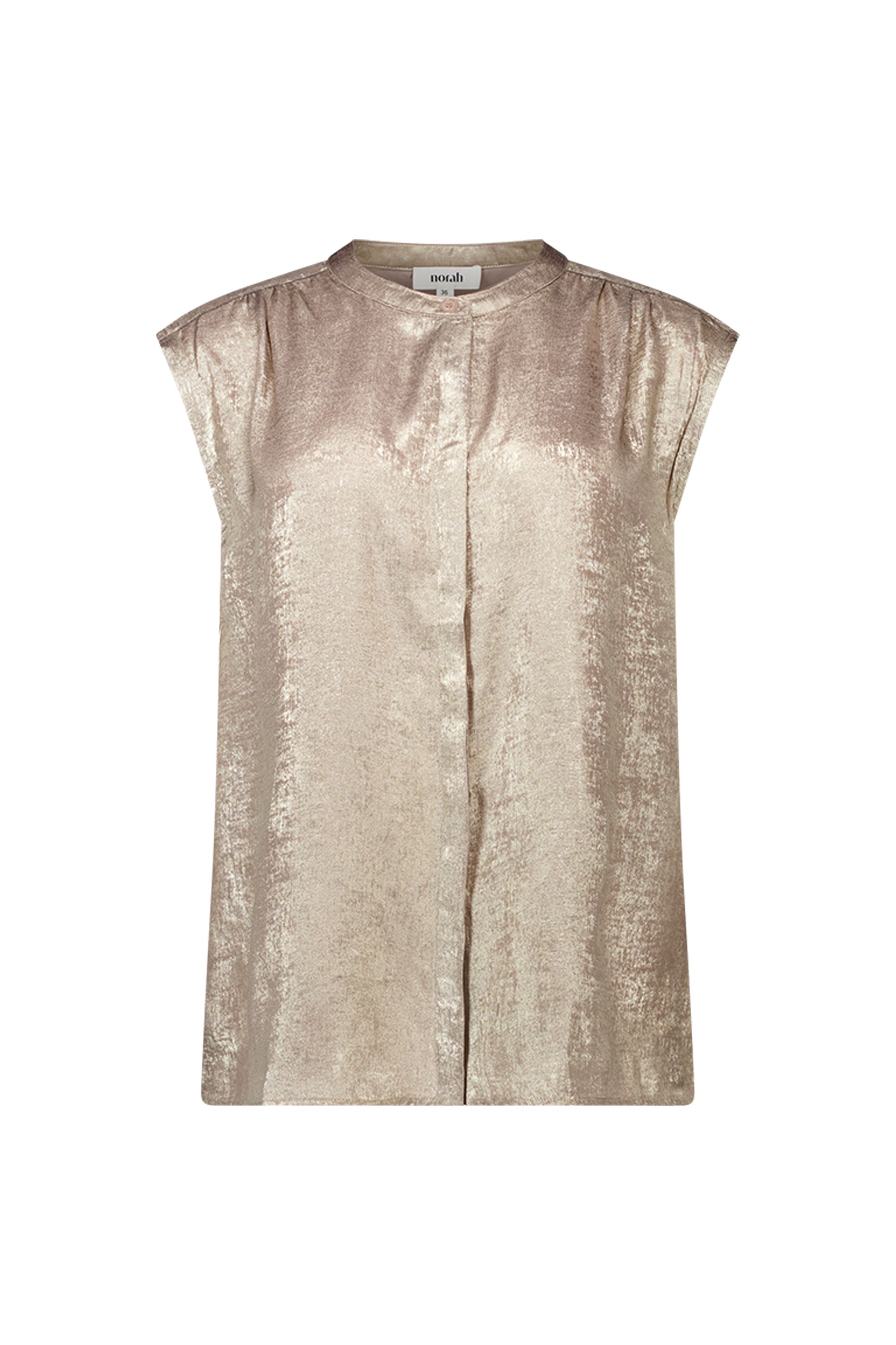Norah Champagnekleurige glanzende blouse champagne 216788-103-40