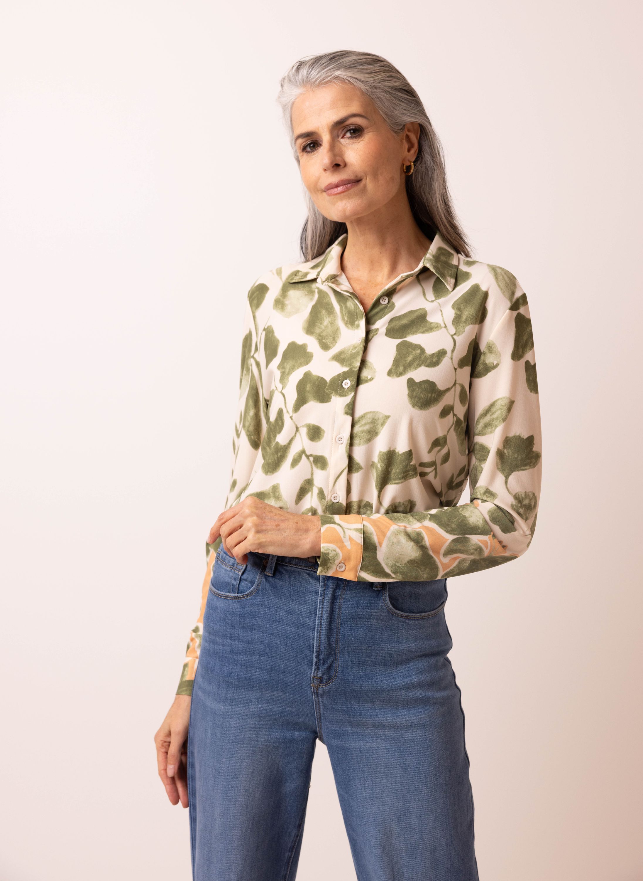 Norah Blauwe blouse met V-hals green multicolor 216798-520