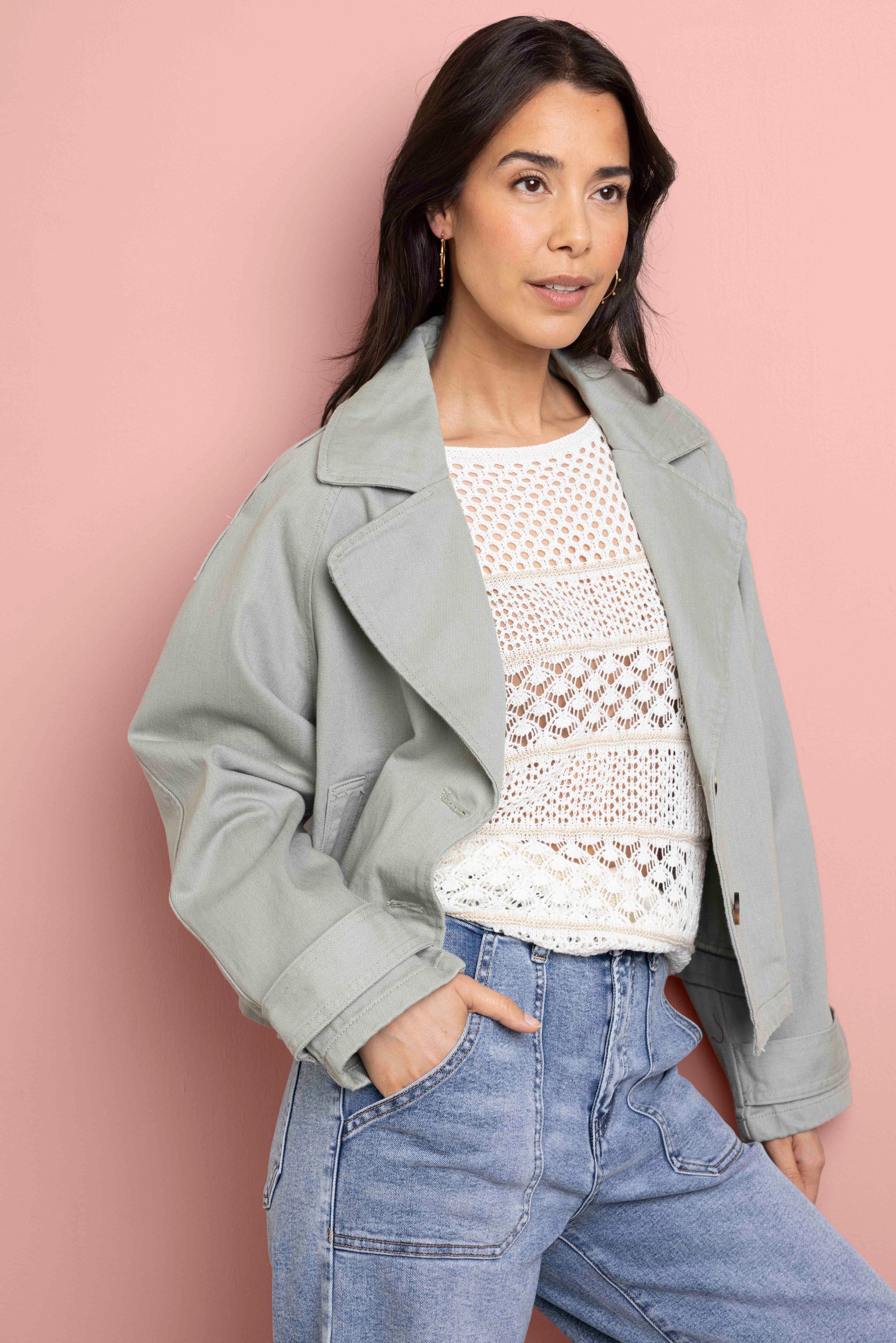 Norah Groene denim jas met reverskraag  mint 216821-502