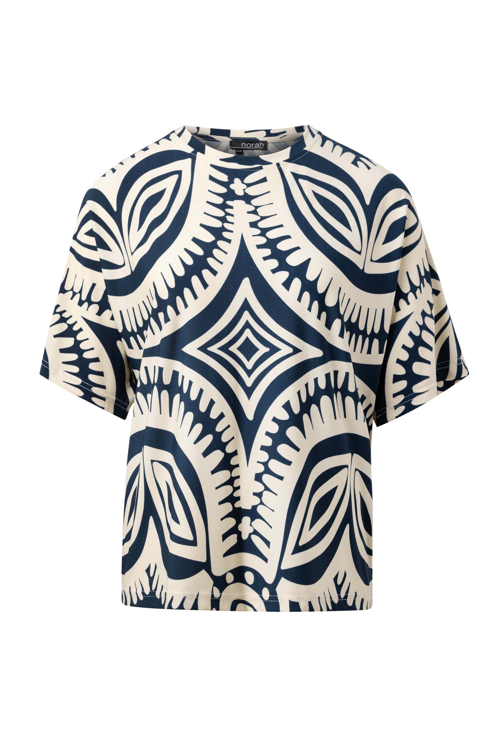 Norah Ecru/blauw shirt met grafische print ecru/blue 216841-174