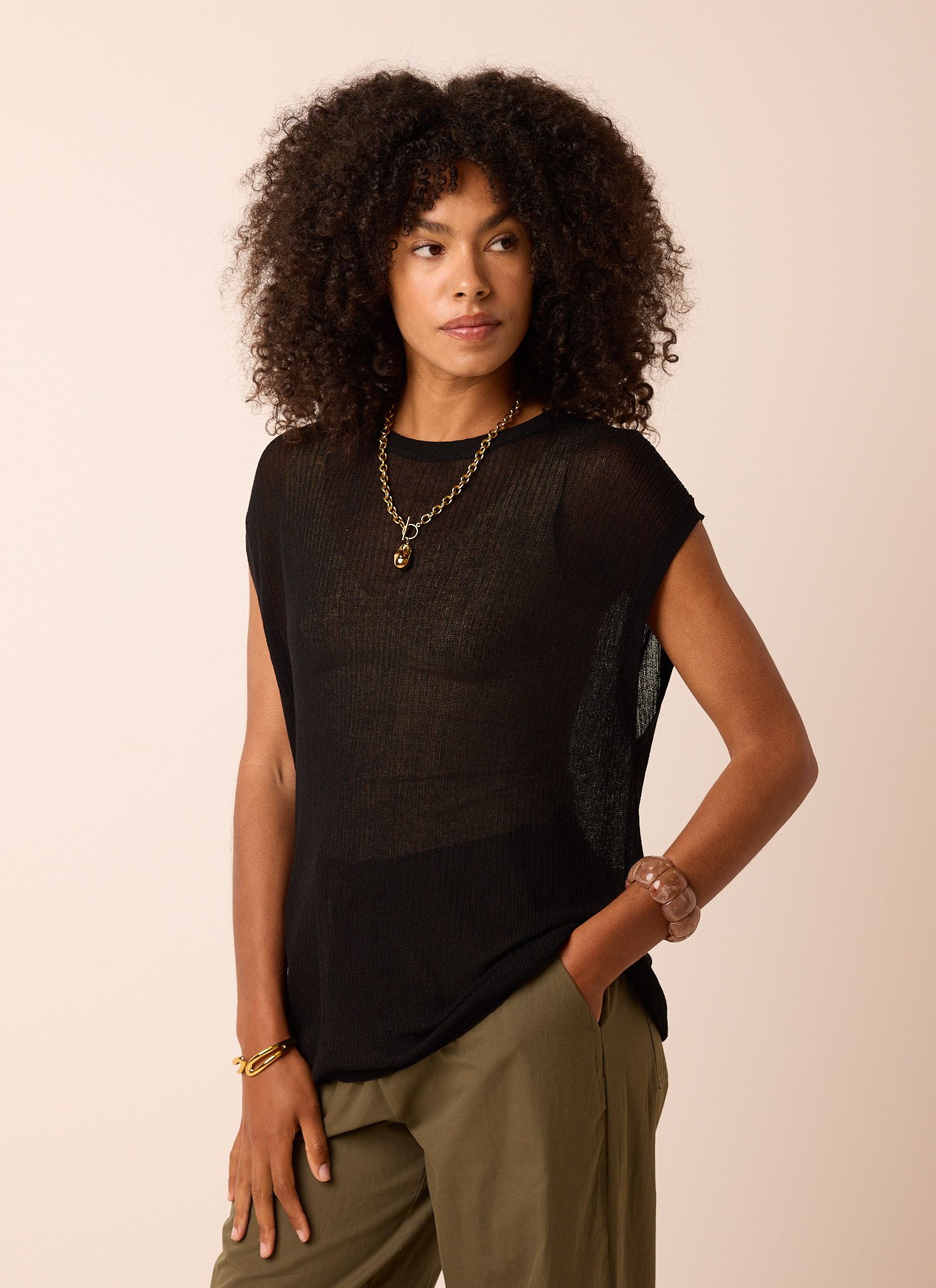 Norah Fijngebreide zwarte top black 216847-001