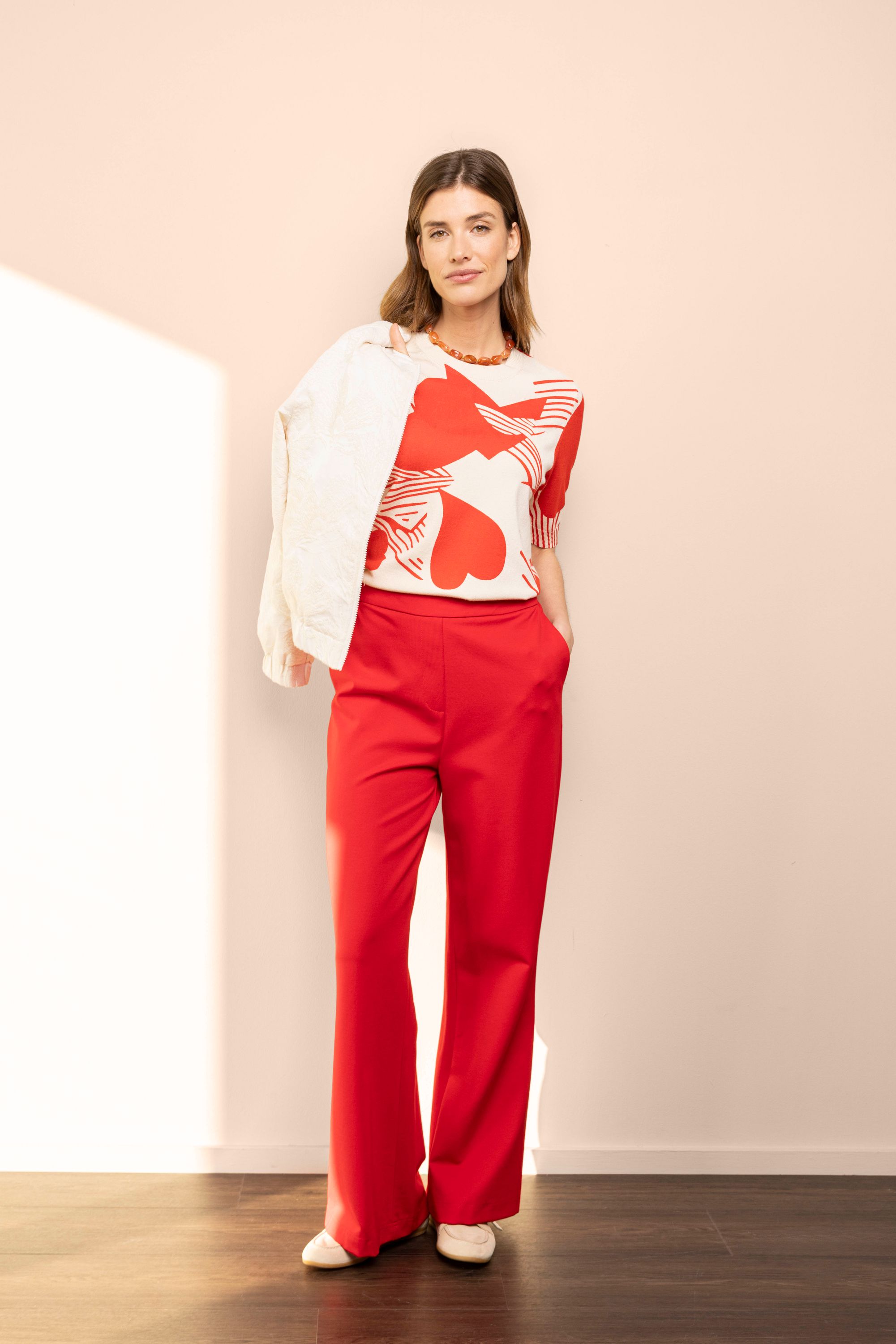 Norah Rode broek met elastische tailleband red 216848-600