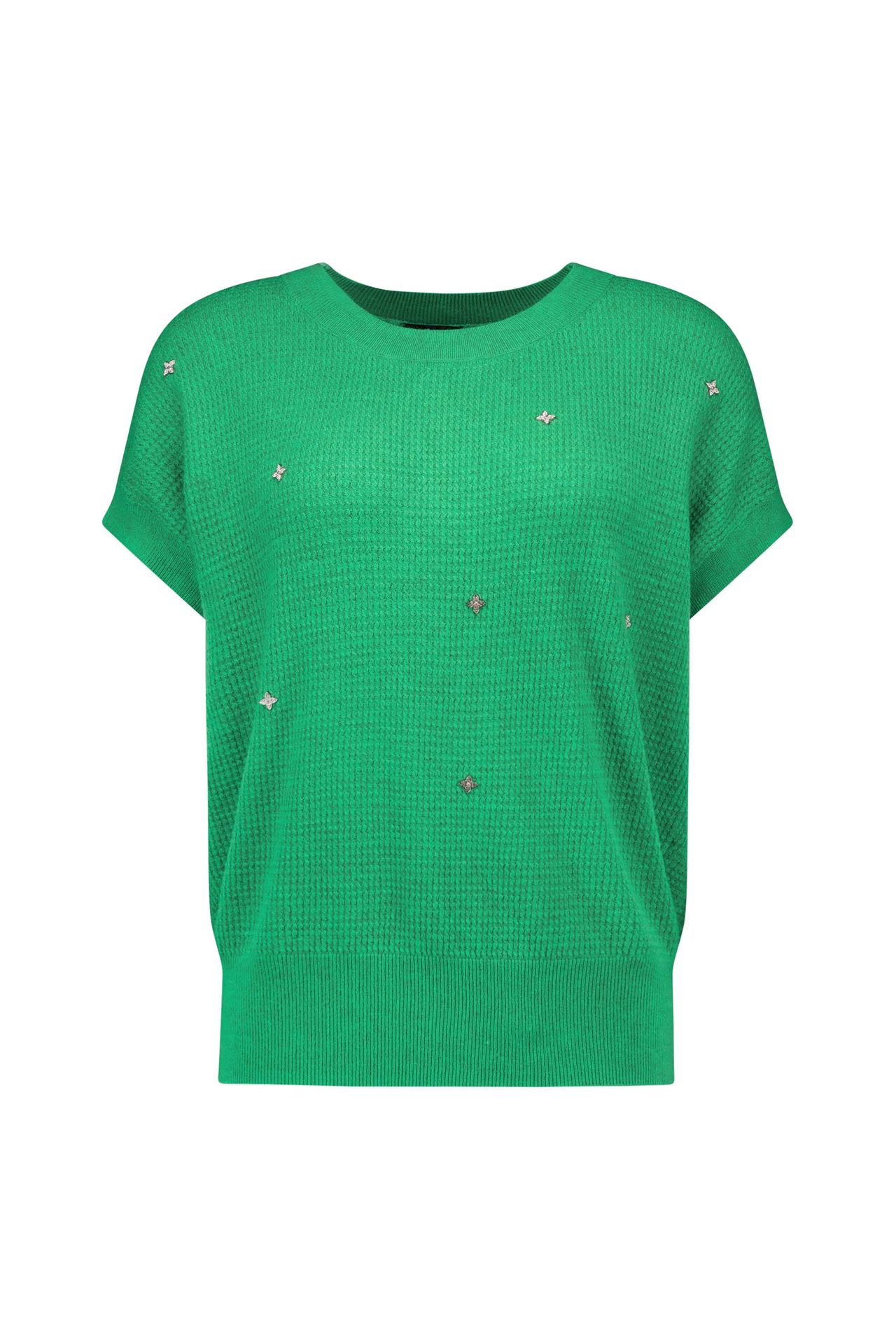 Norah Groen gebreid shirt met structuur  apple green 216853-505