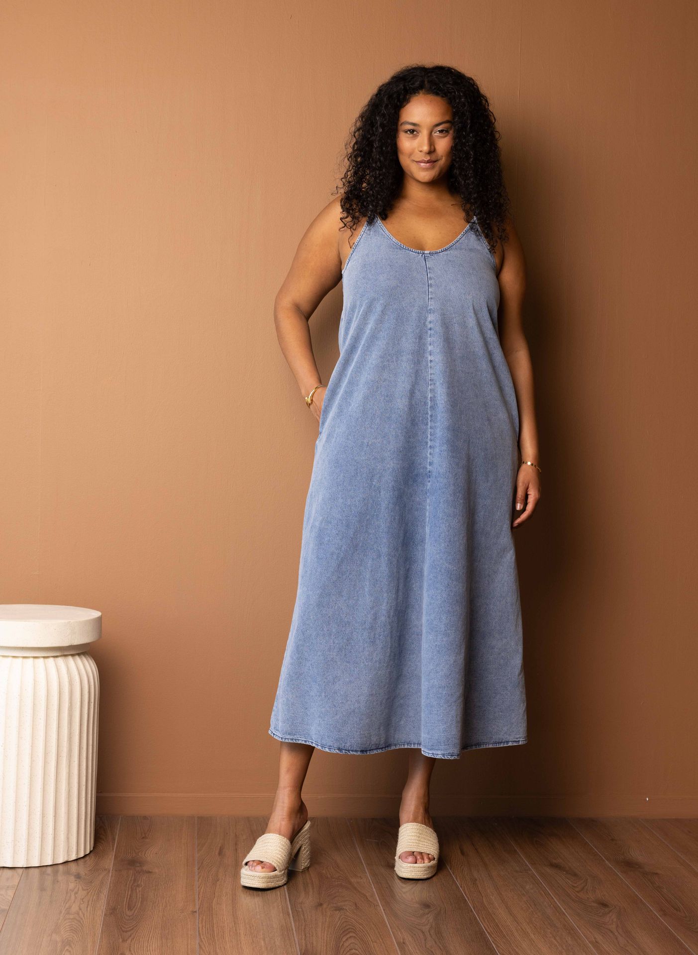 Norah Maxi denim jurk denim blue 216867-472