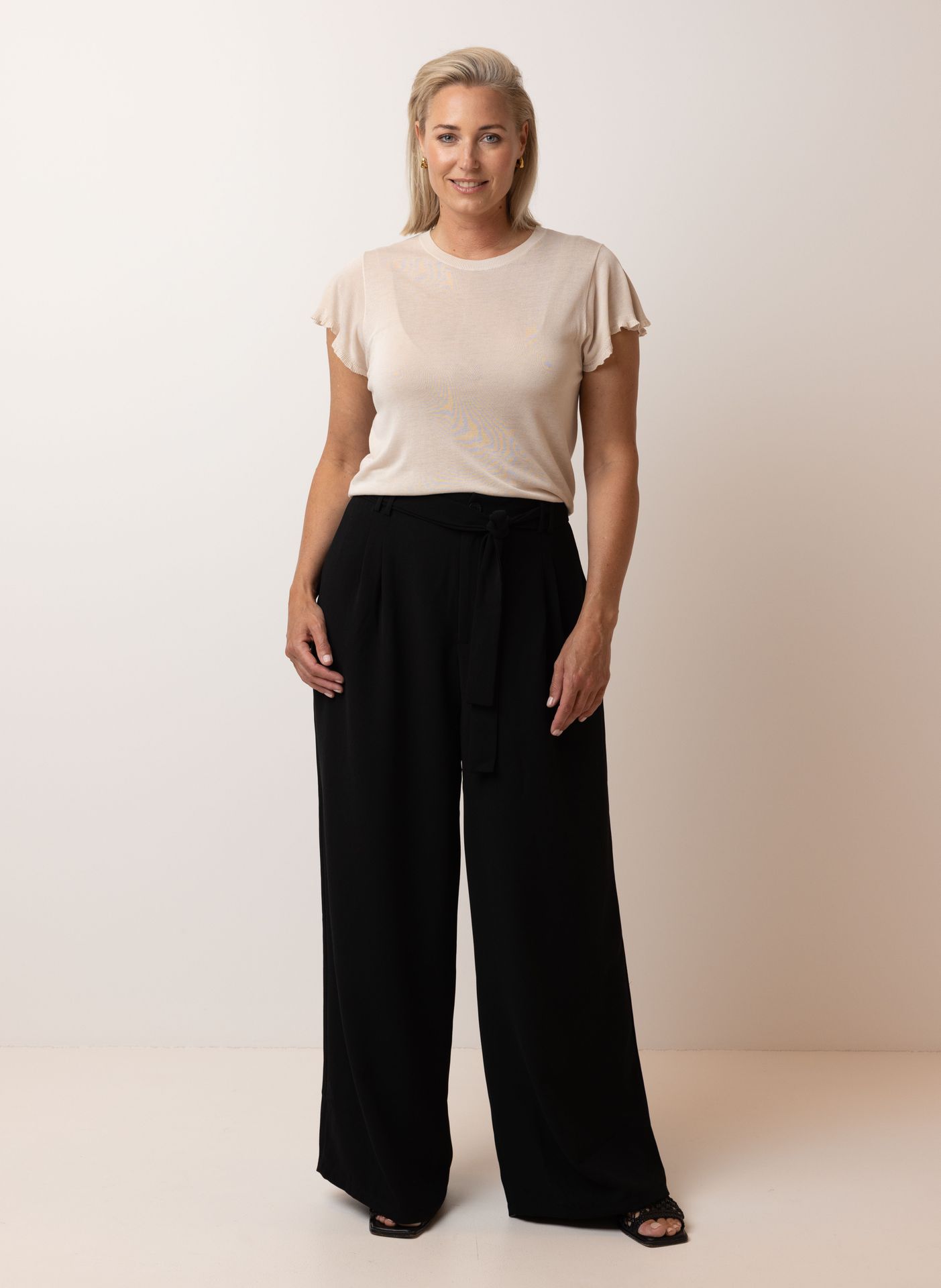 Norah Zandkleurig fijngebreid shirt light sand 216872-111