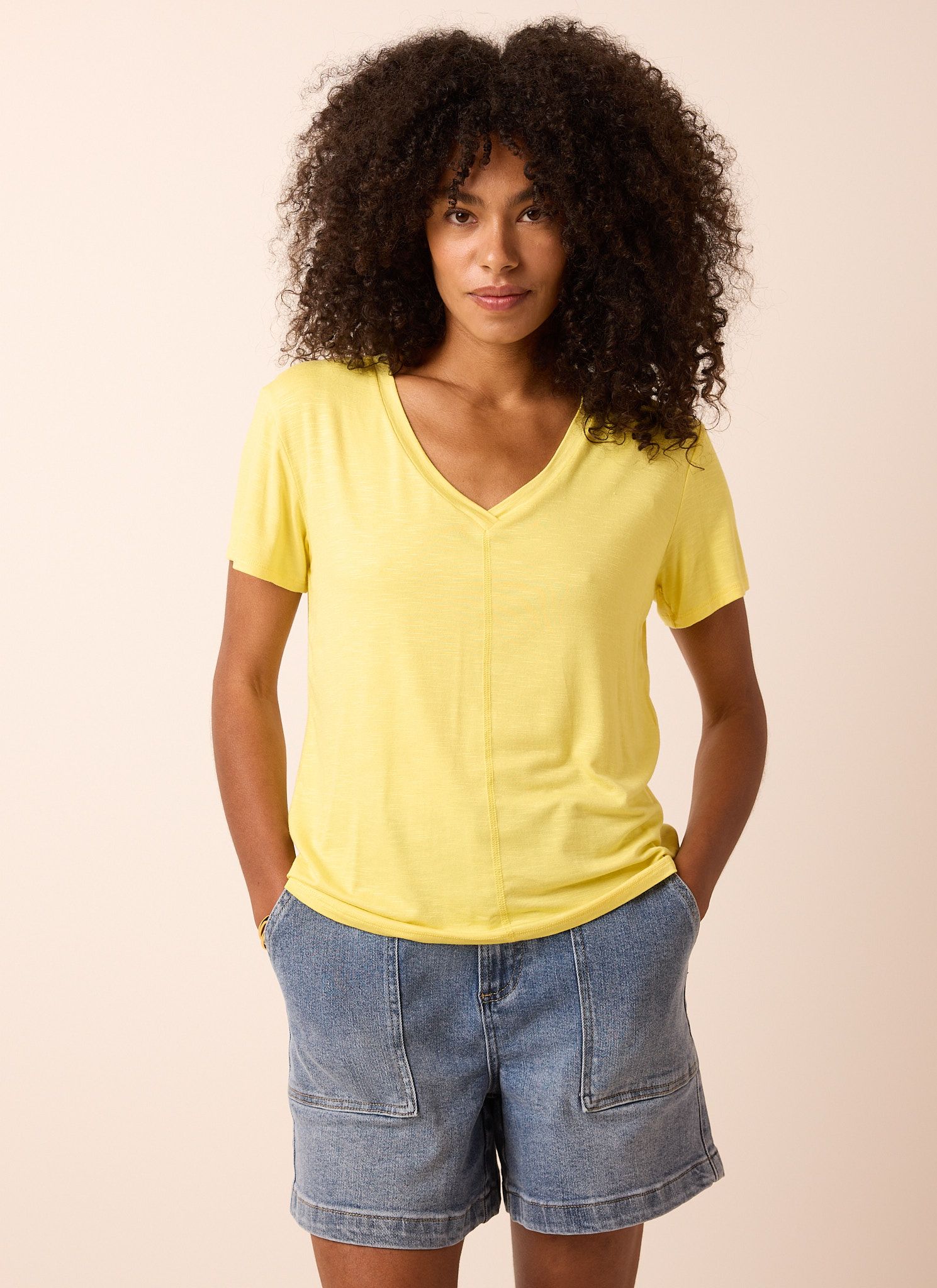 Norah Geel shirt met V-hals yellow 216928-300