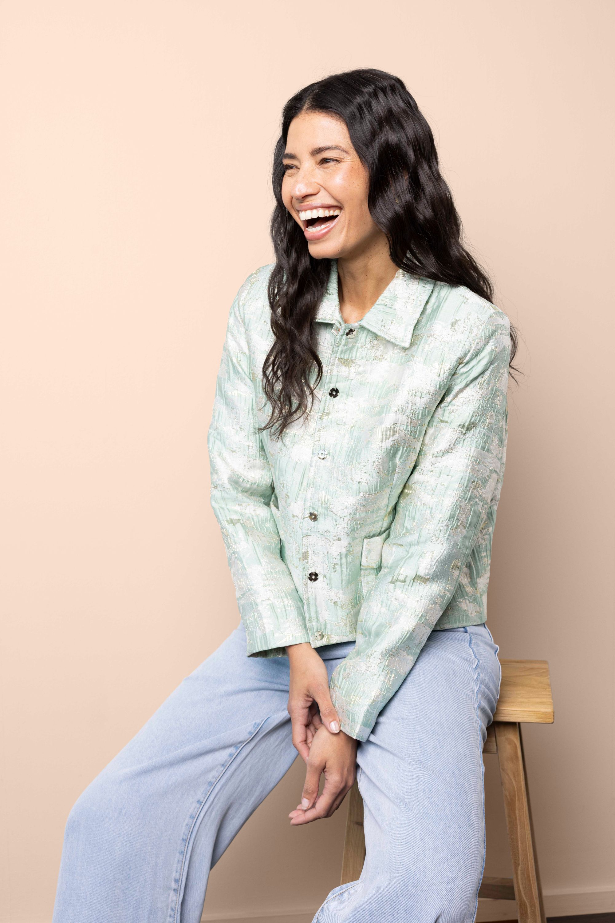 Norah Mintkleurig jasje met abstract dessin mint multicolor 216934-513-36