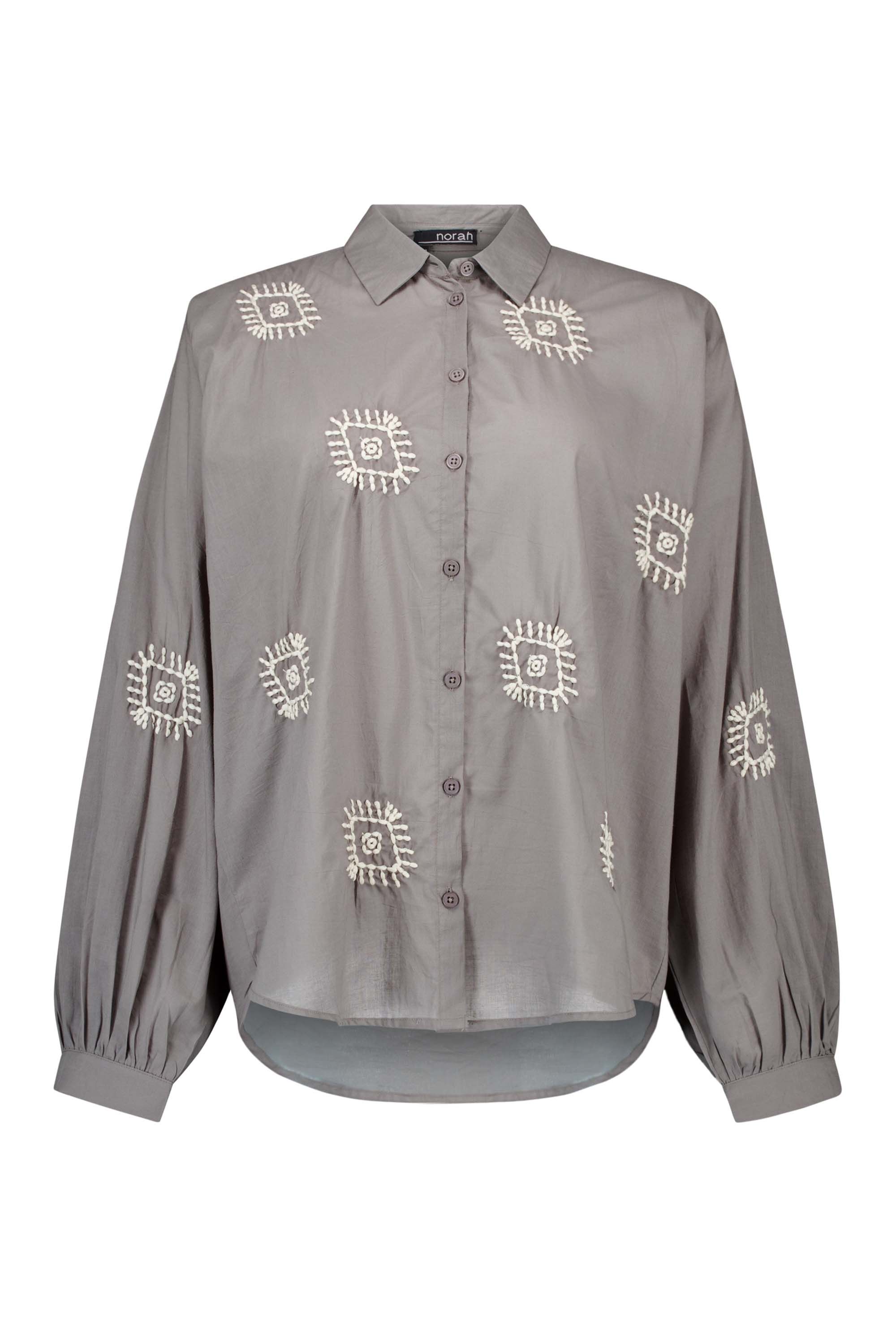 Norah Grijze blouse met borduursels grey/ecru 216941-081