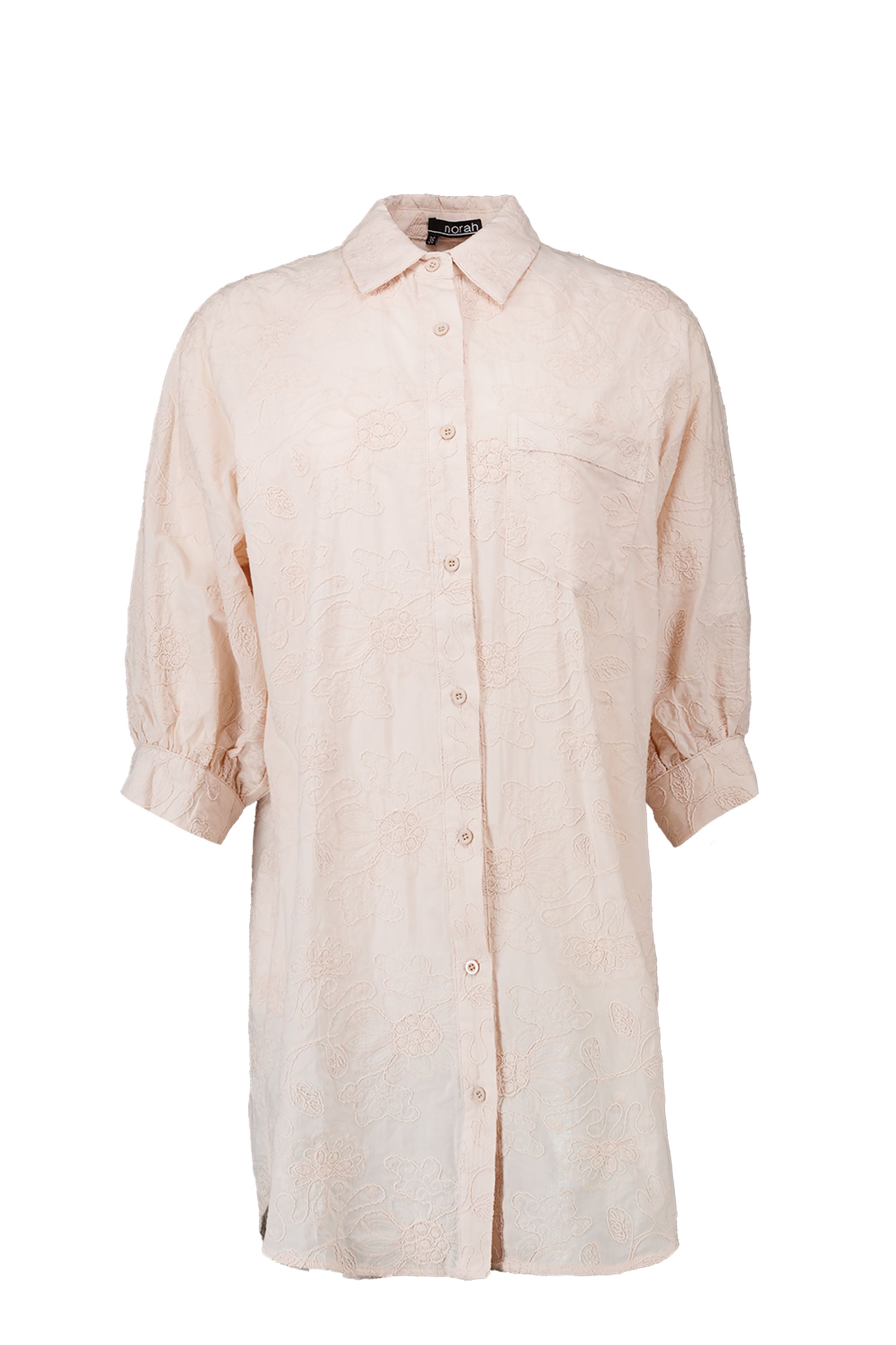 Norah Champagnekleurige lange blouse met borduursels champagne 216954-103