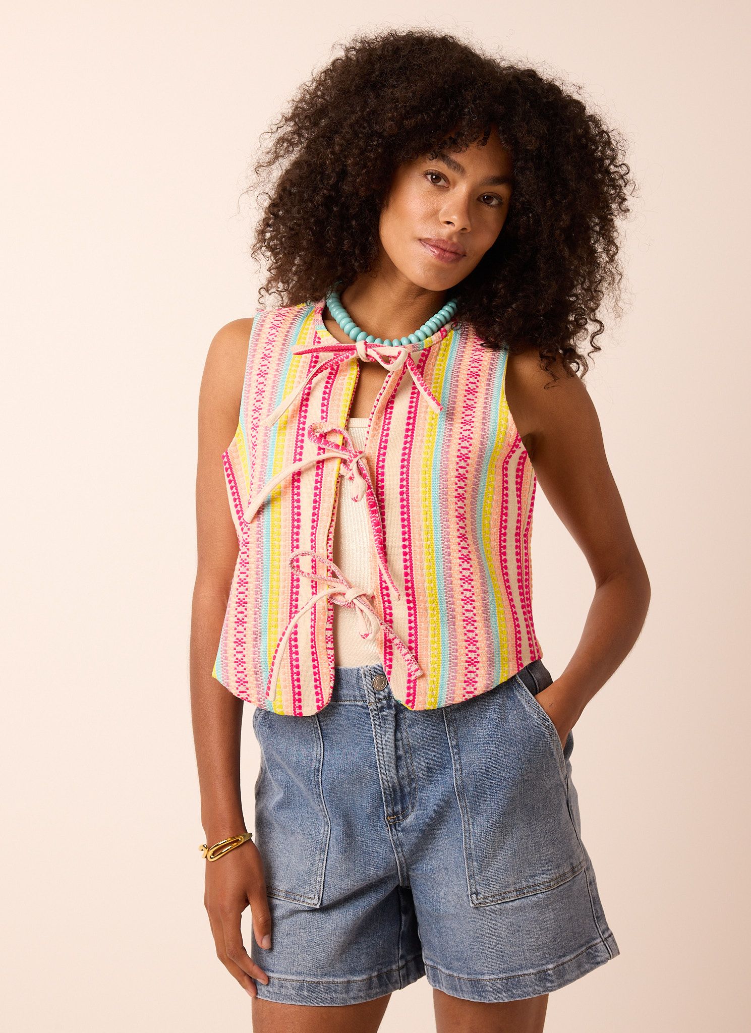 Norah Roze boho gilet multicolor 216956-002