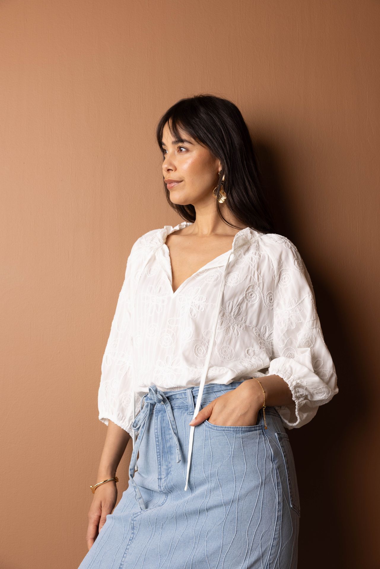 Norah Witte blouse met borduursels white 216957-100
