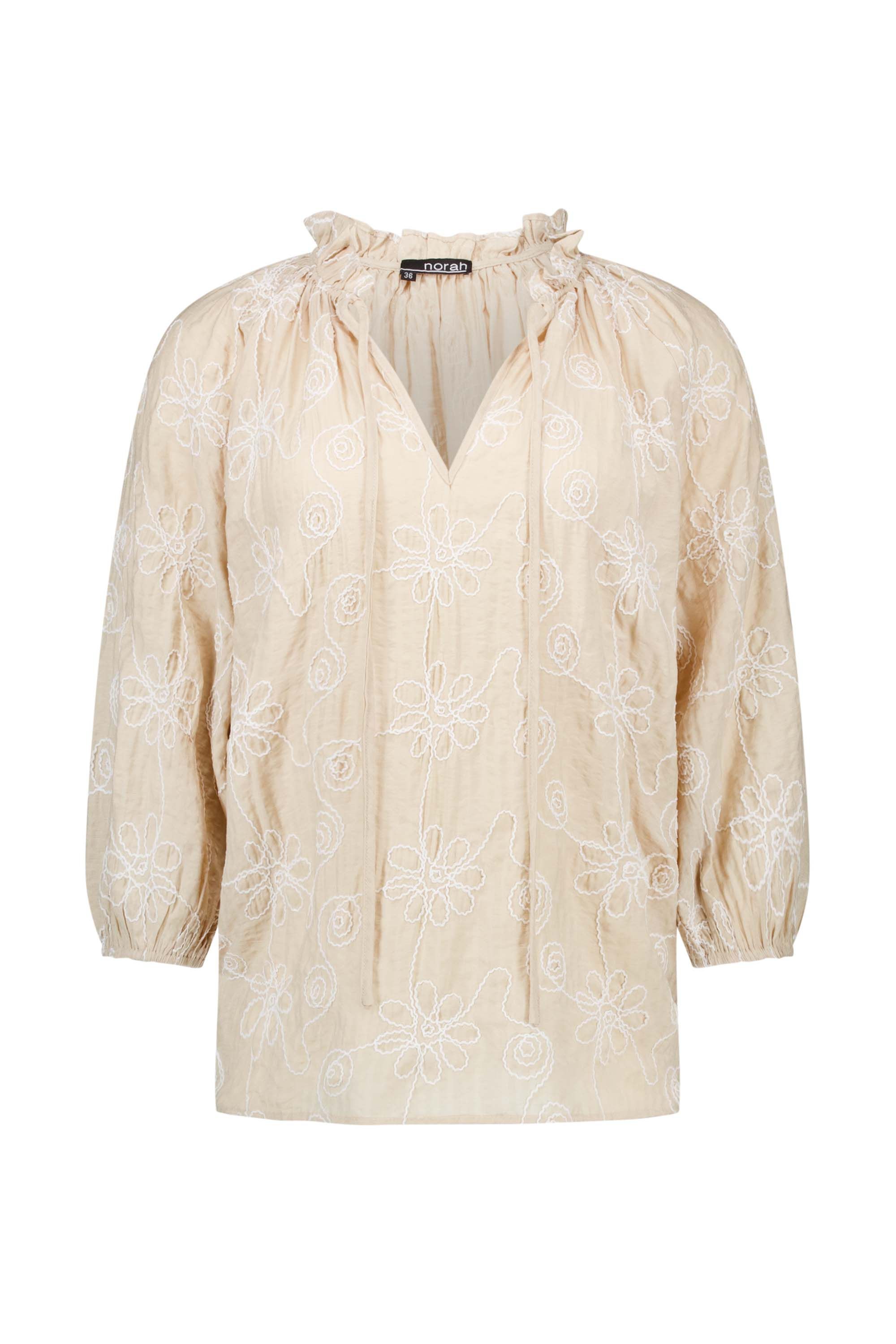 Norah Zandkleurige blouse met borduursels sand 216957-110
