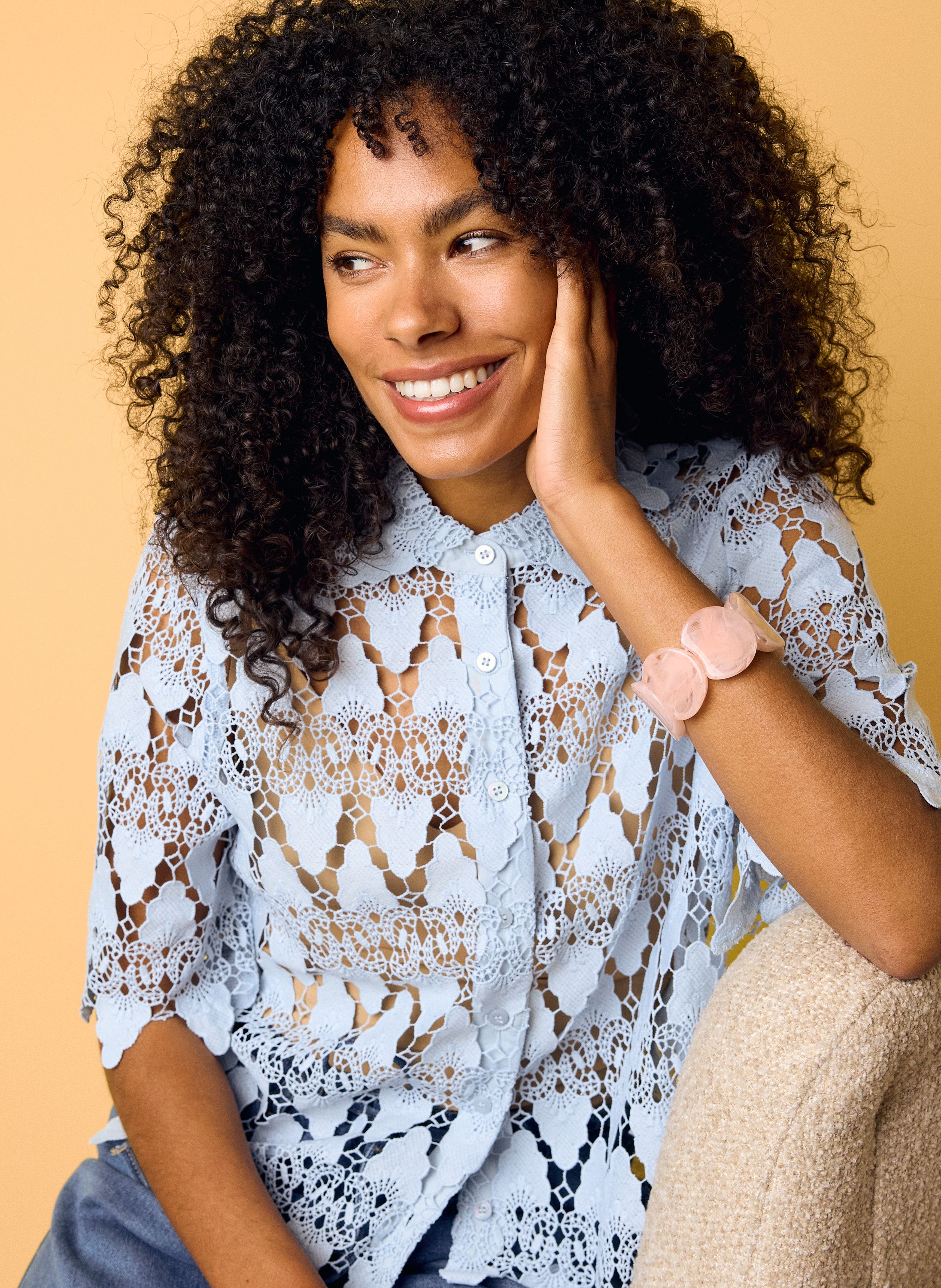 Norah Lichtblauwe kanten blouse light blue 216964-401-36