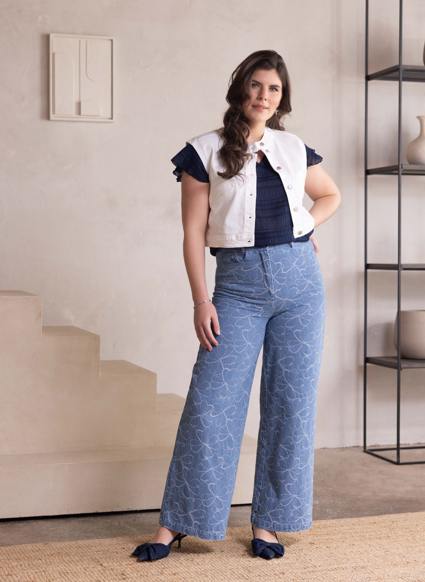 Norah Blauwe wijde jeans klavertjes denim blue 216967-472-36