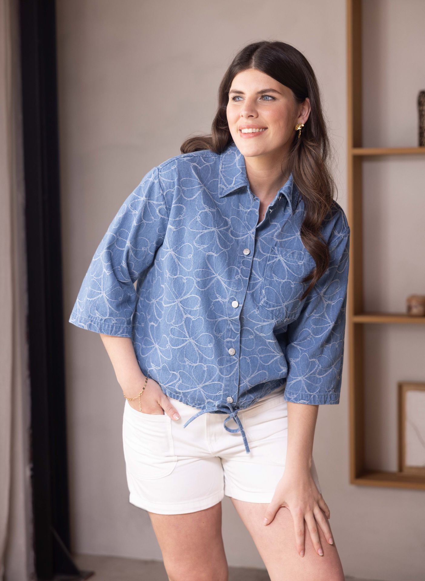 Norah Denim blouse klavertjes denim blue 216968-472-34