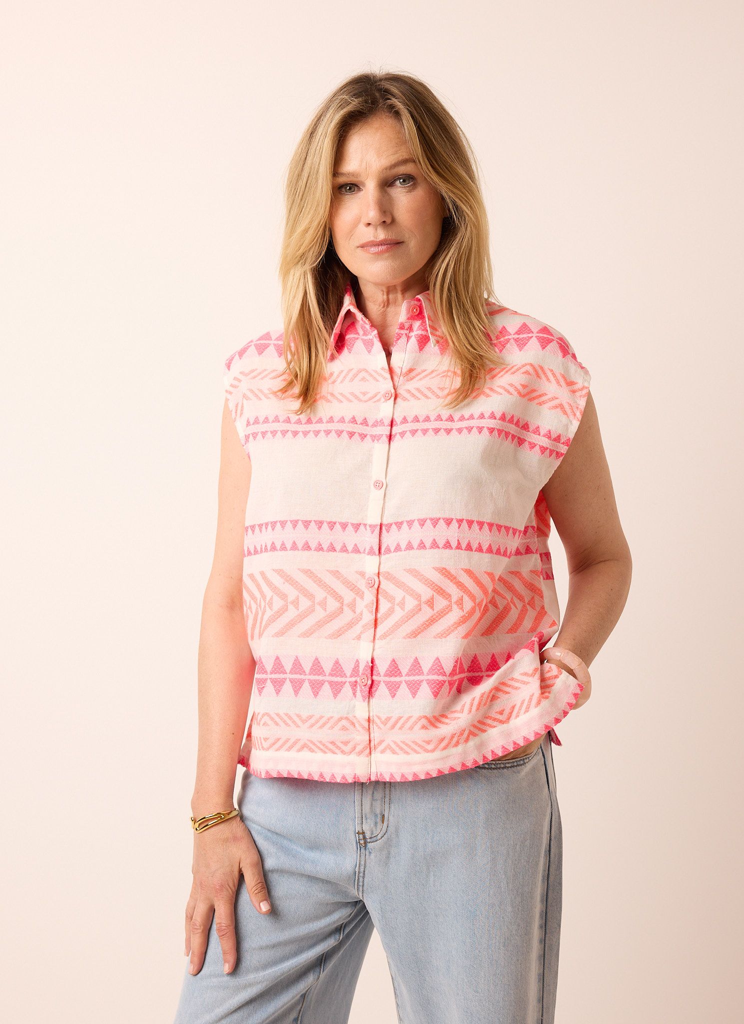 Norah Roze blouse met grafische print multicolor 216997-002