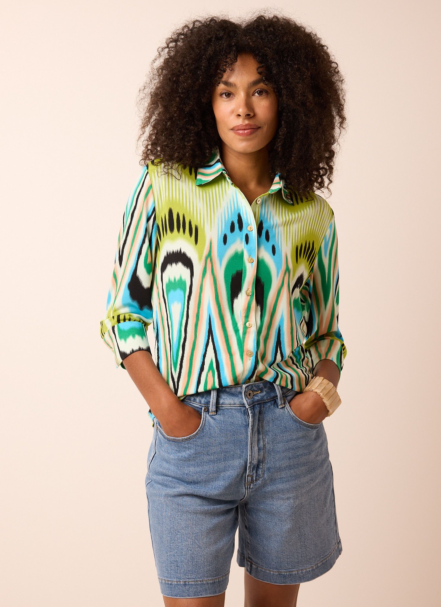 Norah Groene blouse met grafische print multicolor 217001-002