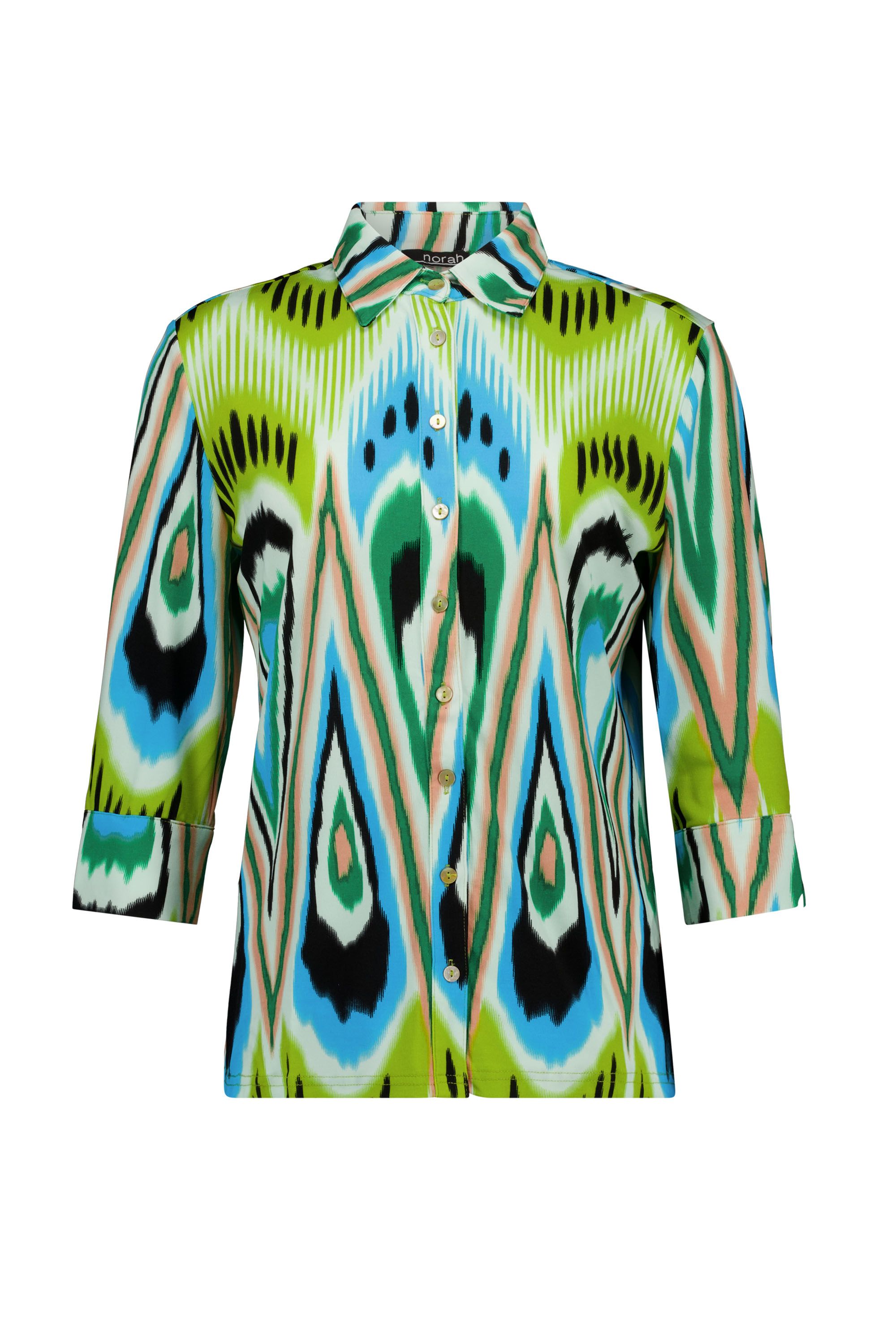 Norah Groene blouse met grafische print multicolor 217001-002