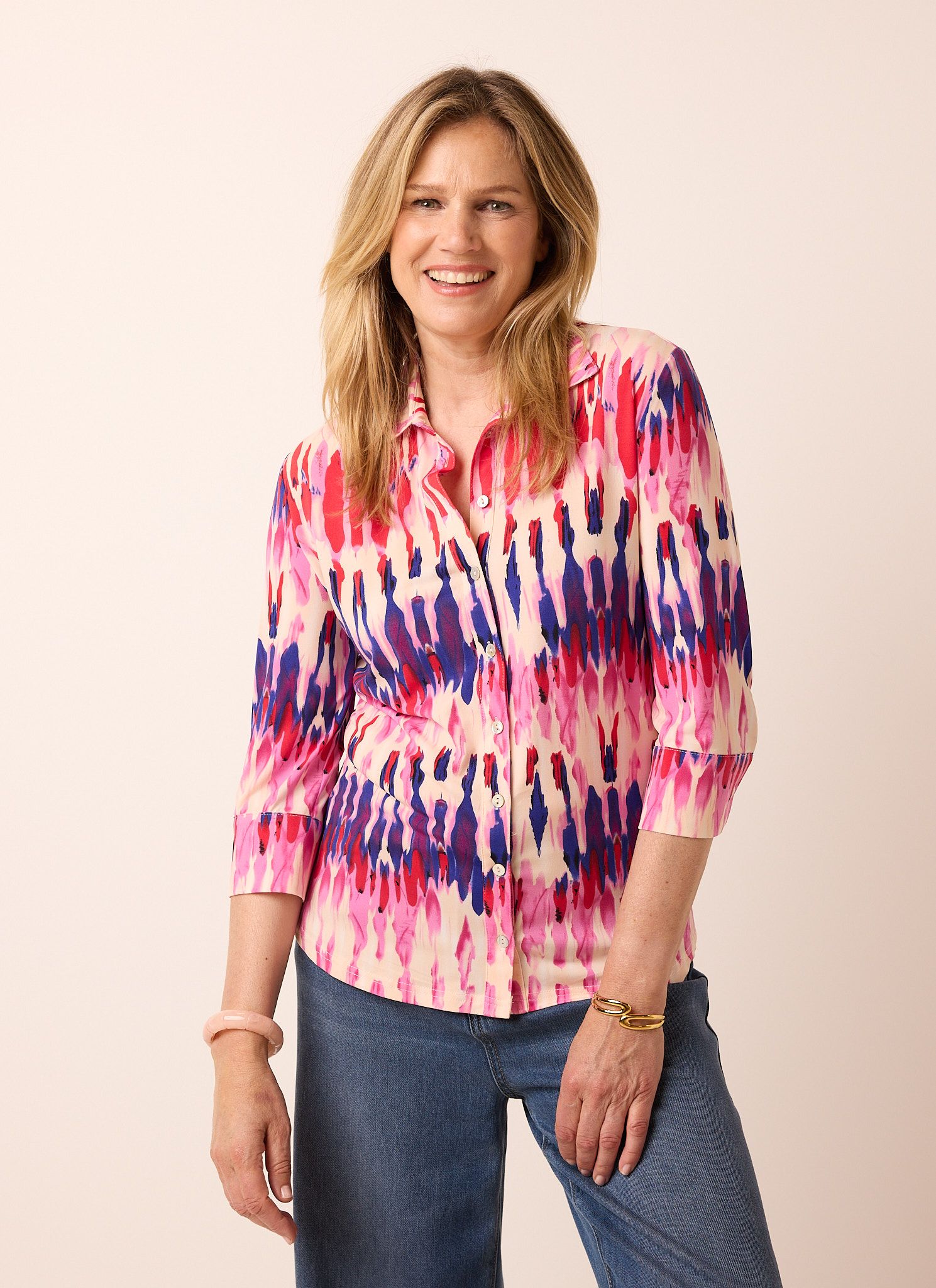 Norah Roze blouse met grafische print multicolor 217002-002