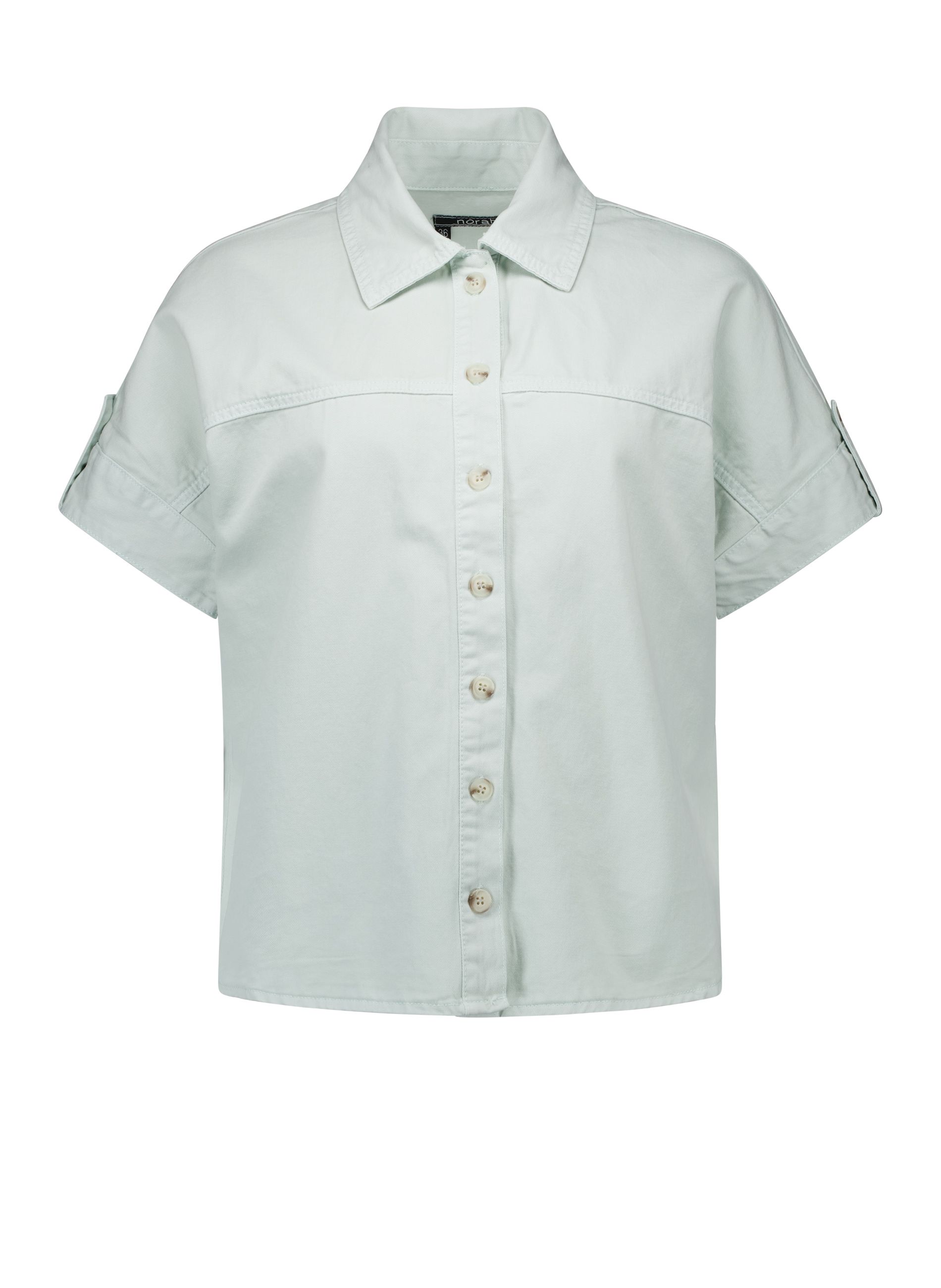 Norah Mintkleurige denim blouse met klassieke kraag mint 217032-502