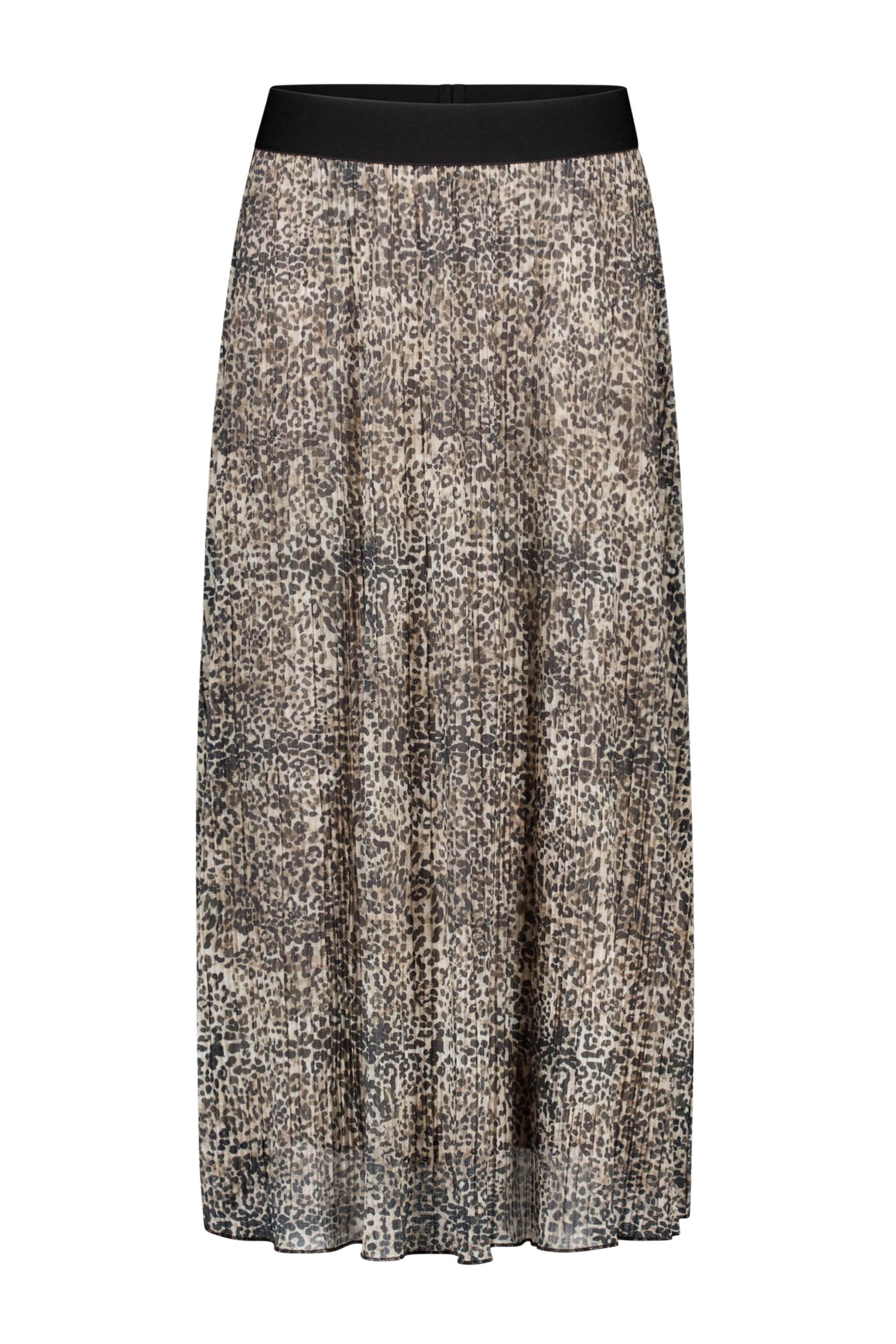 Norah Maxi plissé rok met panterprint sand multicolor 217039-121