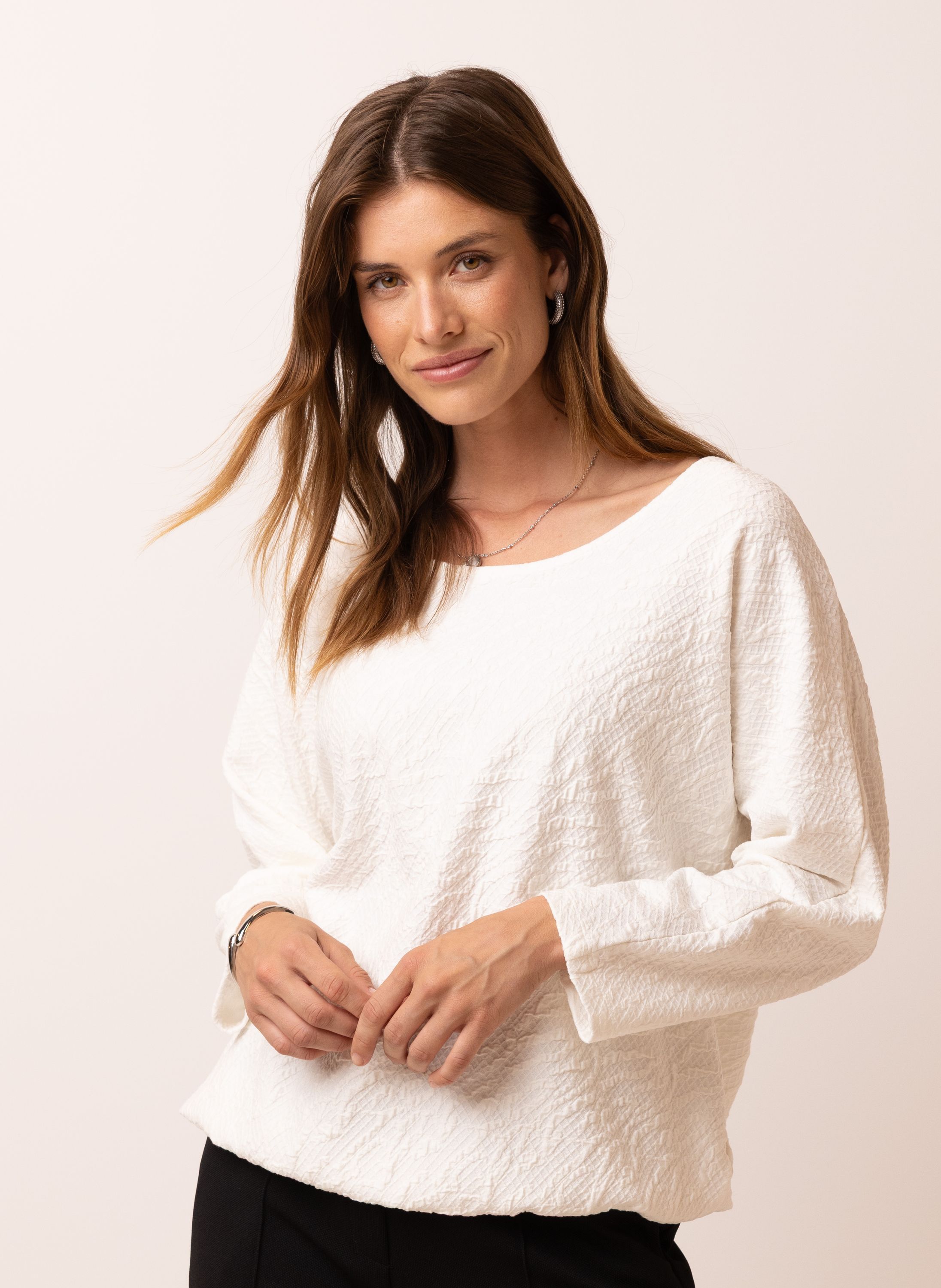 Norah Off-white shirt met structuur off-white 217046-101