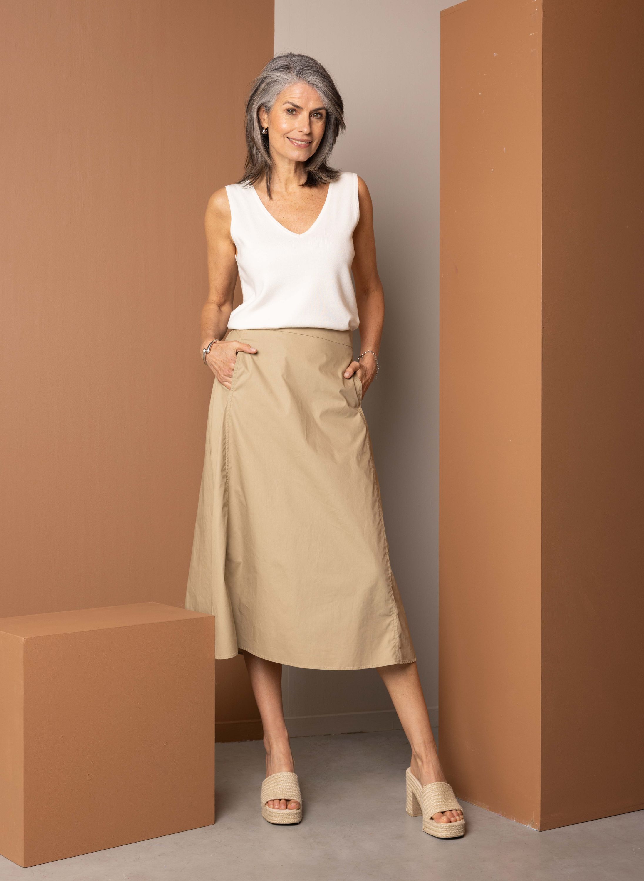 Norah Zandkleurige midi rok sand 217051-110