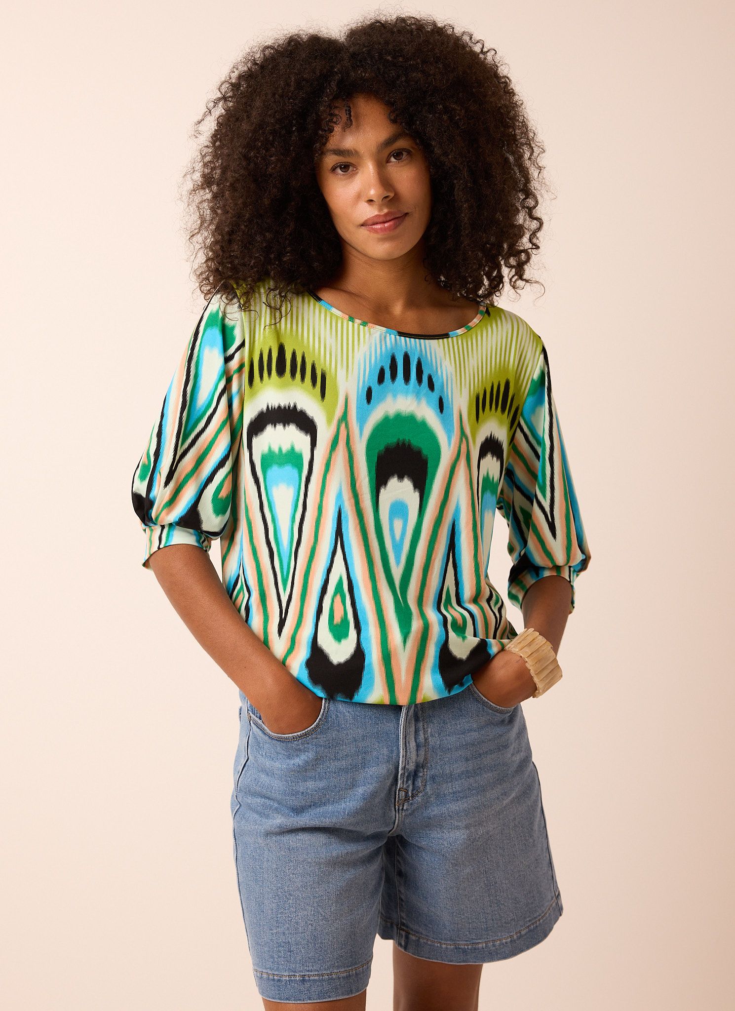 Norah Groen shirt met grafische print multicolor 217054-002