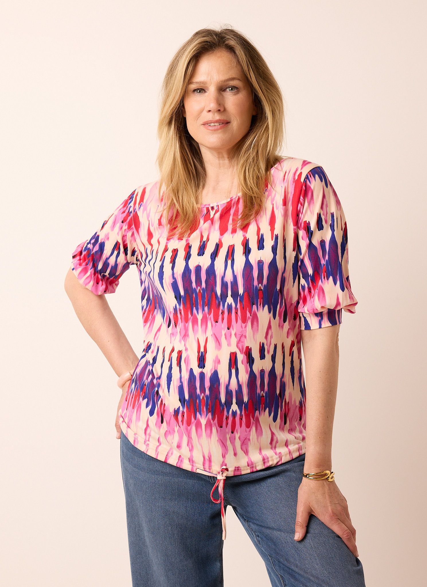 Norah Roze shirt met grafische print multicolor 217055-002