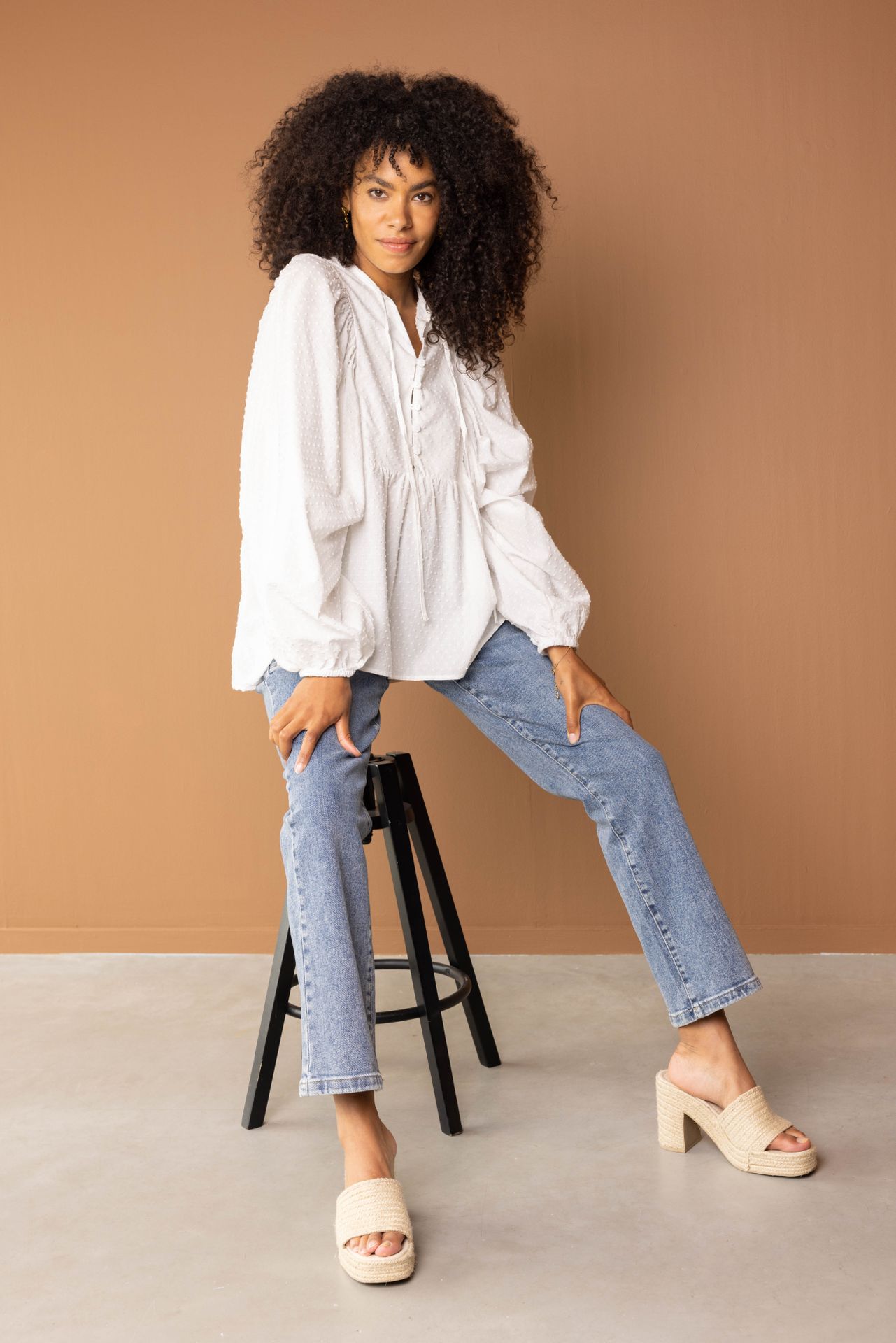 Norah Blauwe losse jeans met stoere zakken denim blue 217056-472
