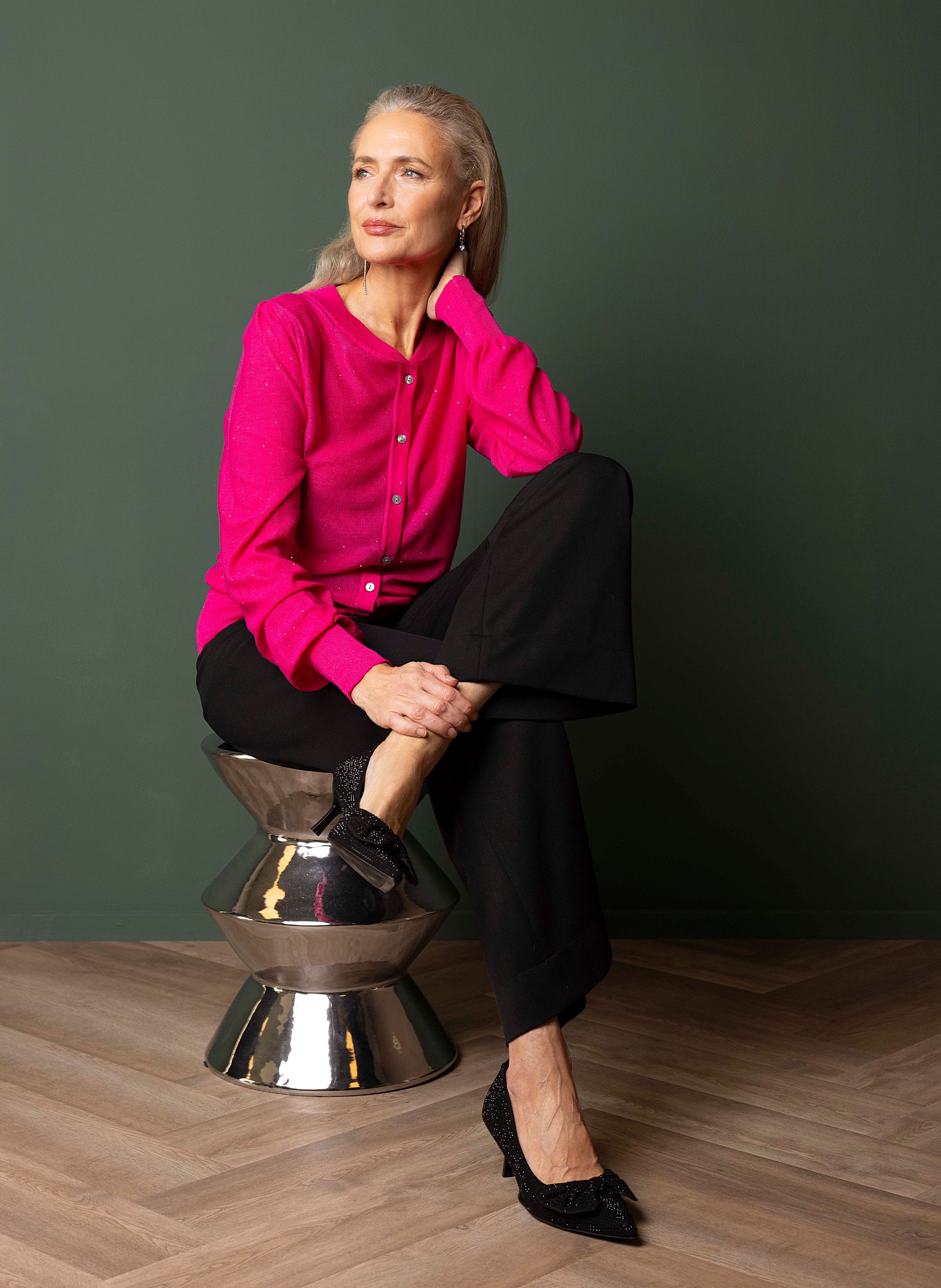 Norah Roze vest met pailletten pink 217057-900