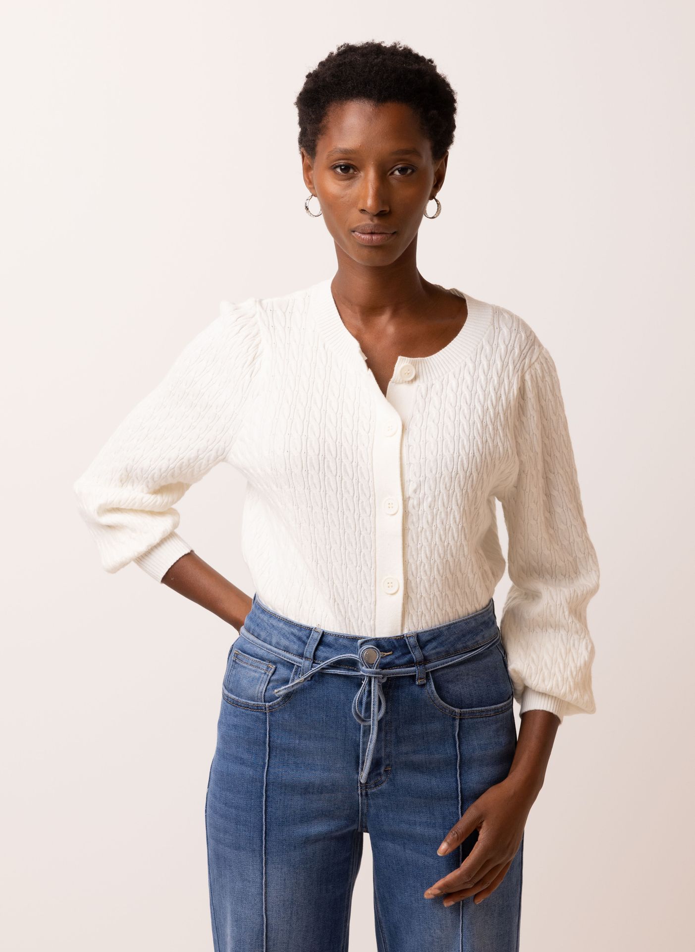 Norah Fijngebreid off-white vest off-white 217058-101-34