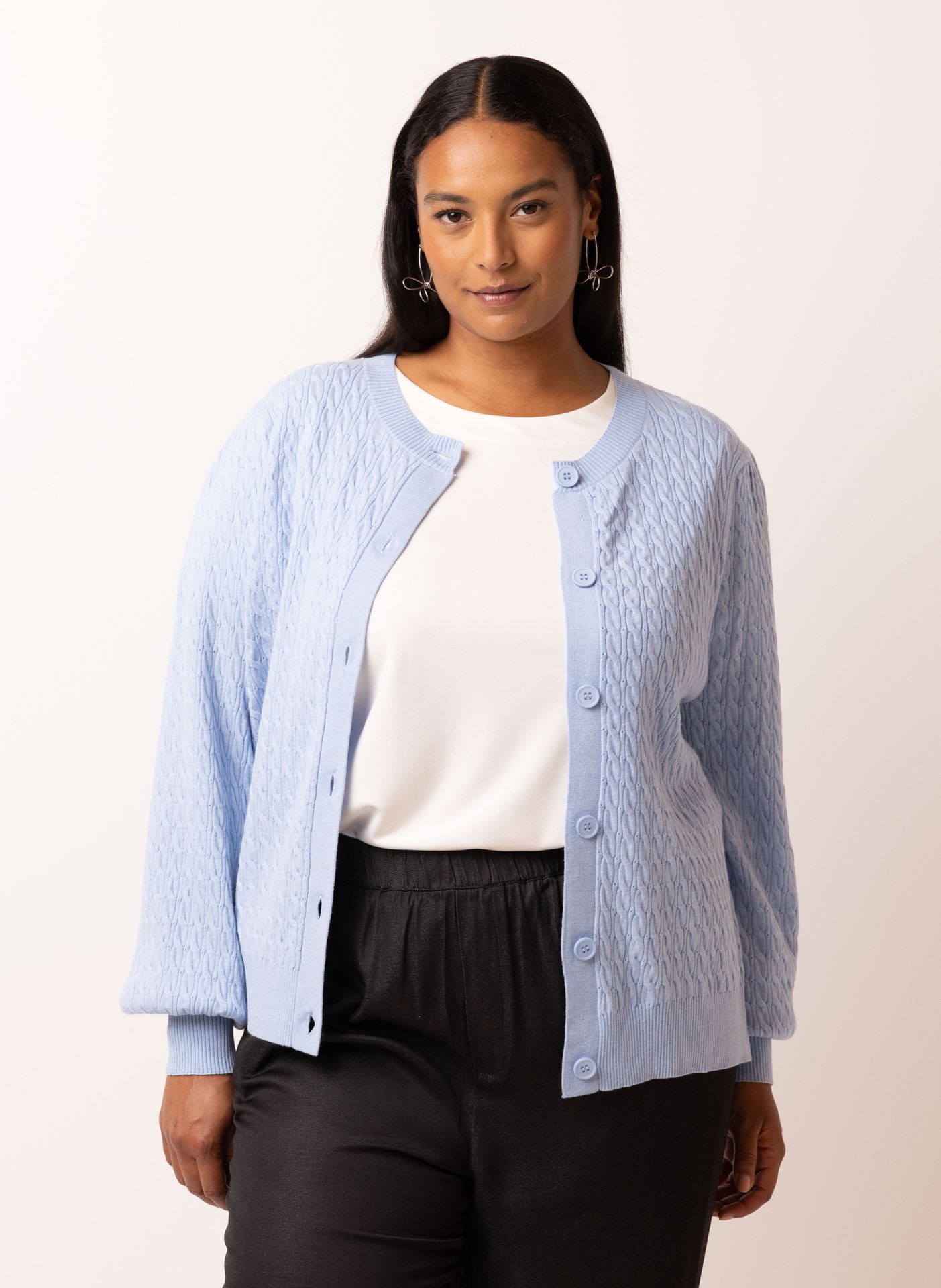 Norah Fijngebreid lichtblauw vest light blue 217058-401-34