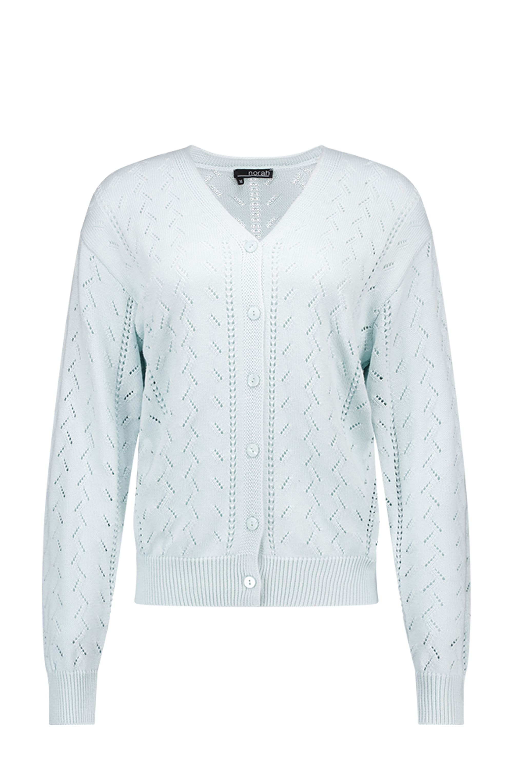 Norah Lichtblauw gebreid vest met opengewerkt patroon baby blue 217071-402