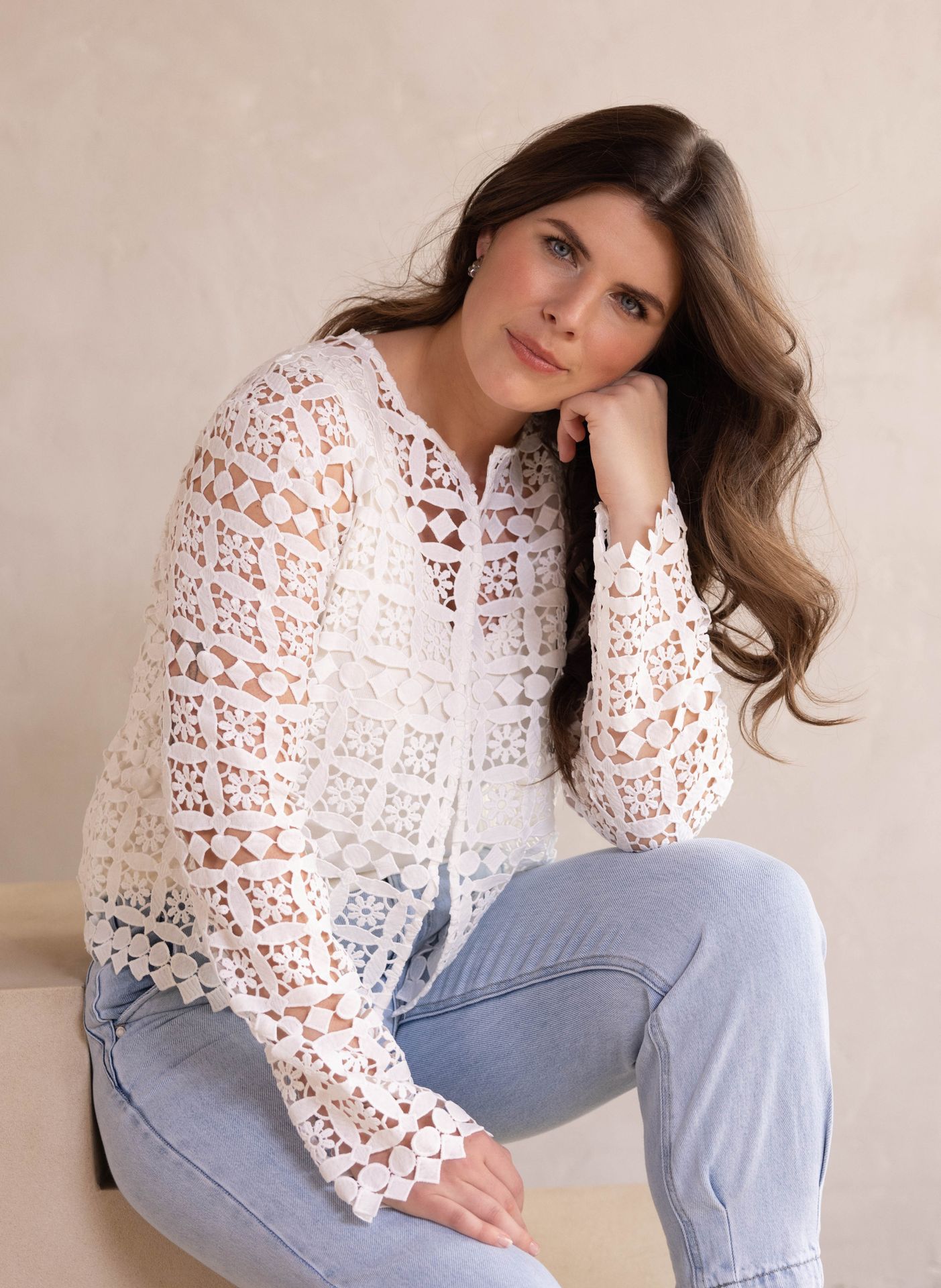 Norah Wit kanten vest white 217079-100