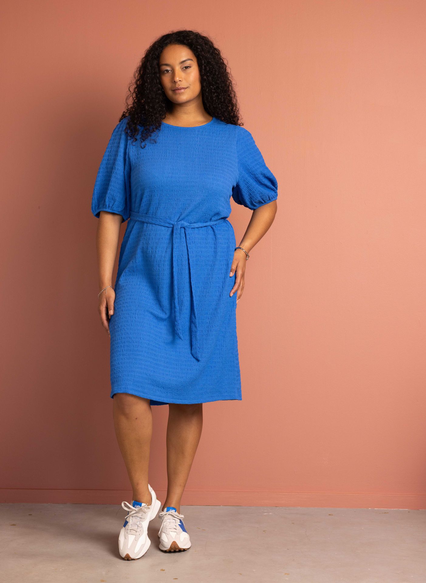 Norah Kobaltblauwe midi jurk cobalt 217080-468