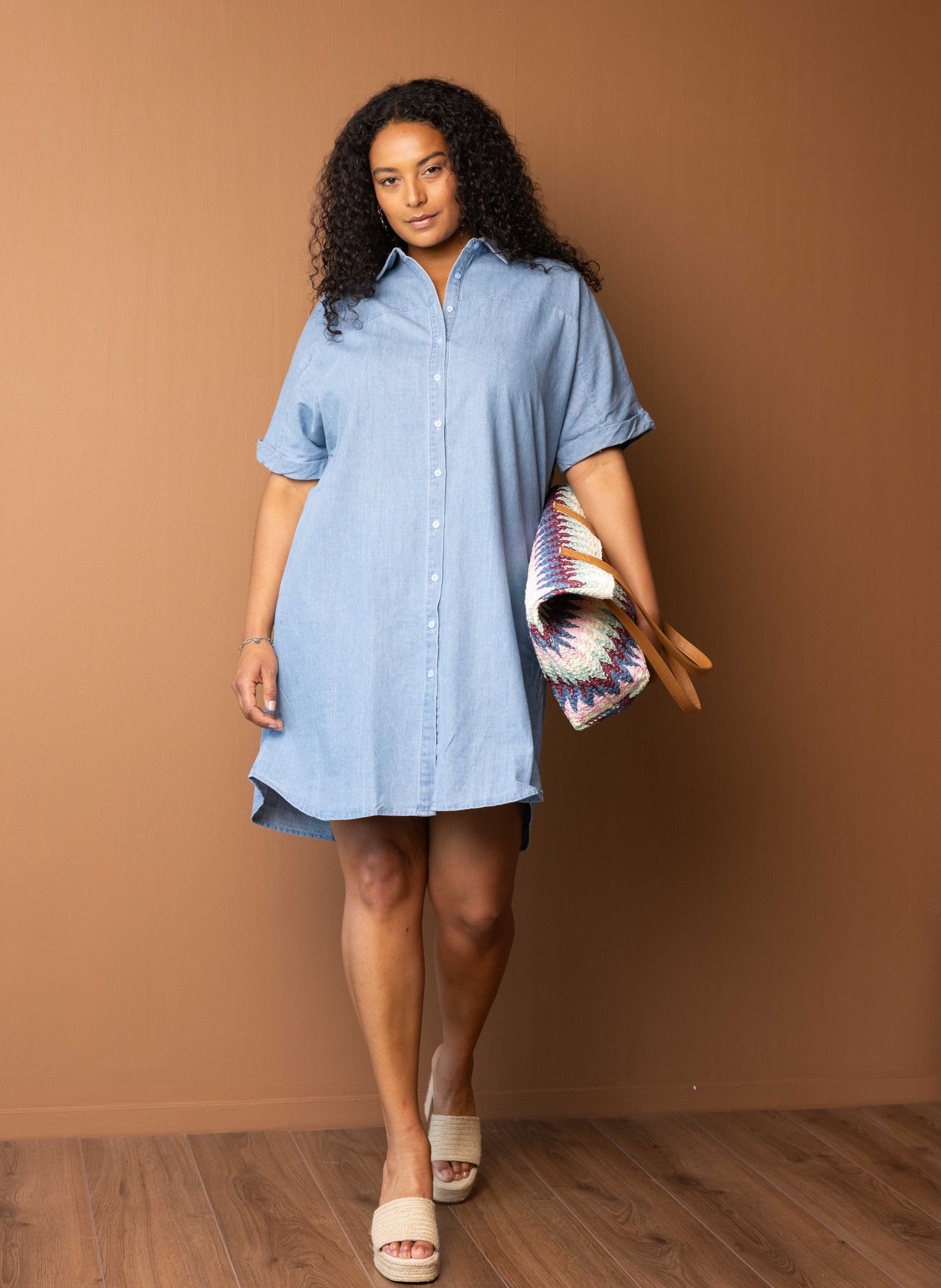 Norah Blauwe denim midi jurk jeans/blue 217101-471-40